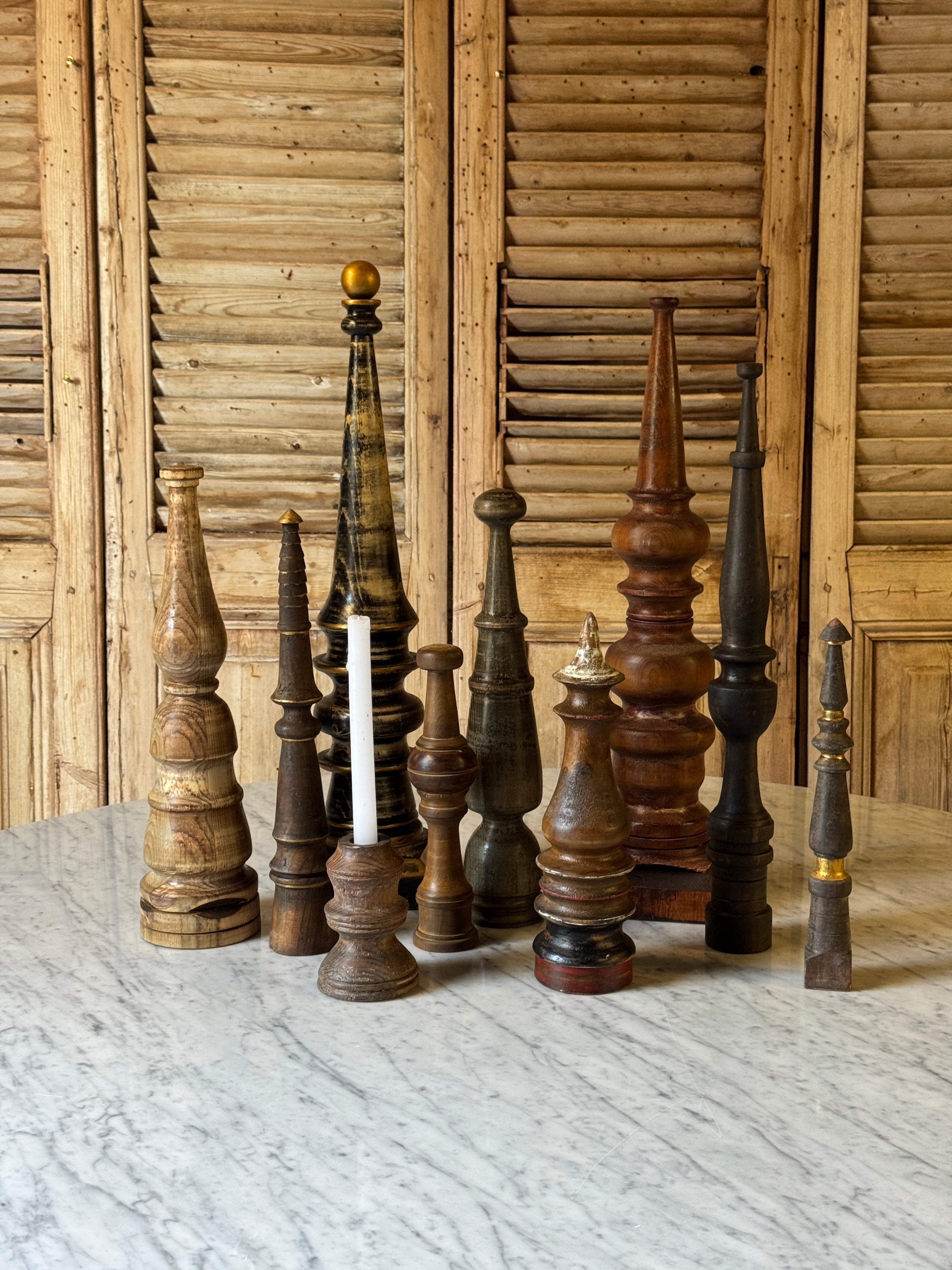 Large Collection of Vintage Turned Timber Decorative Finials – Manor on ...