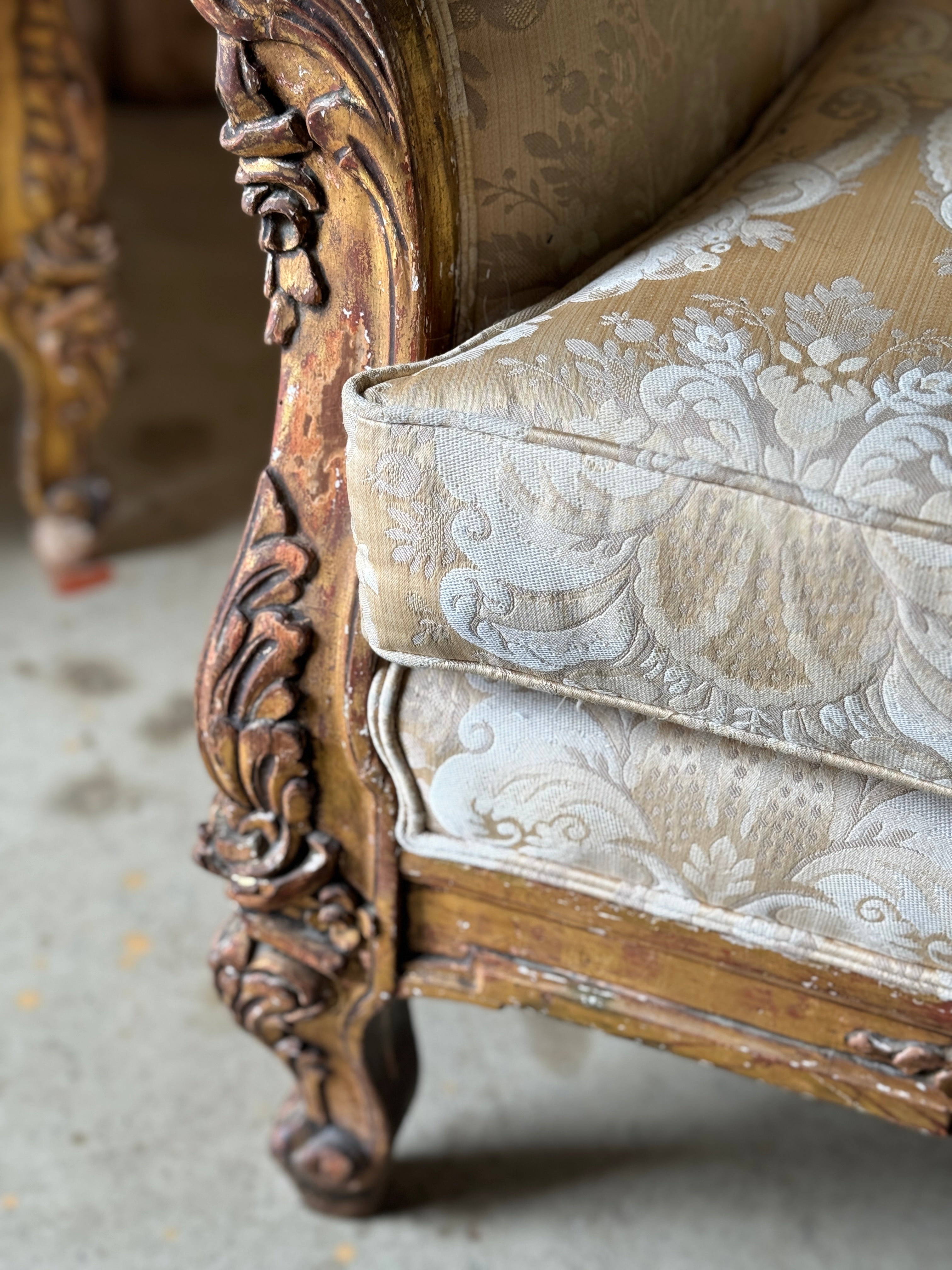 Vintage French Baroque Style Wingchairs