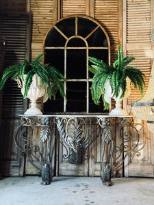 Large Metal Urn in Rustic White