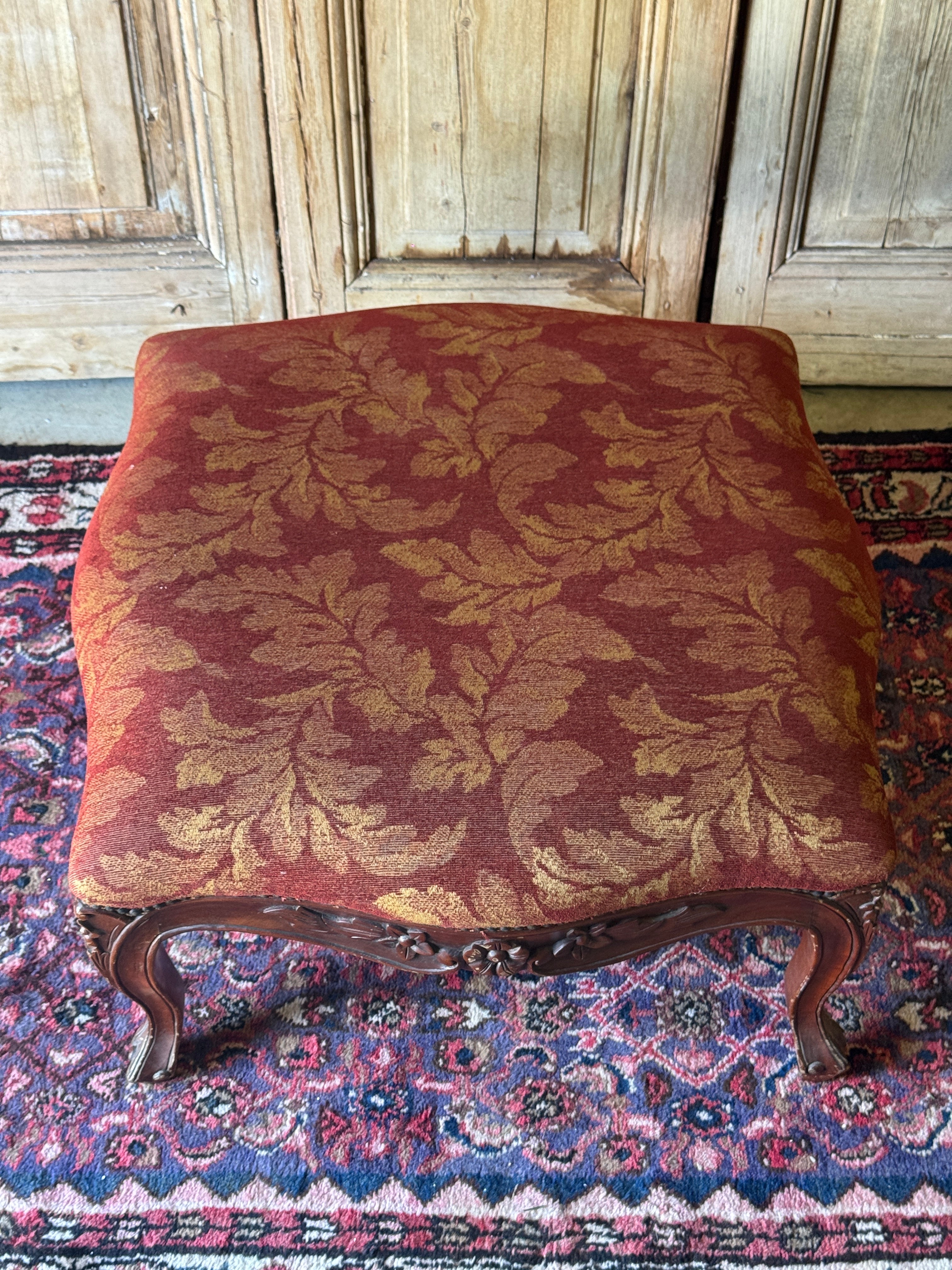 Vintage Upholstered Ottoman / Footrest