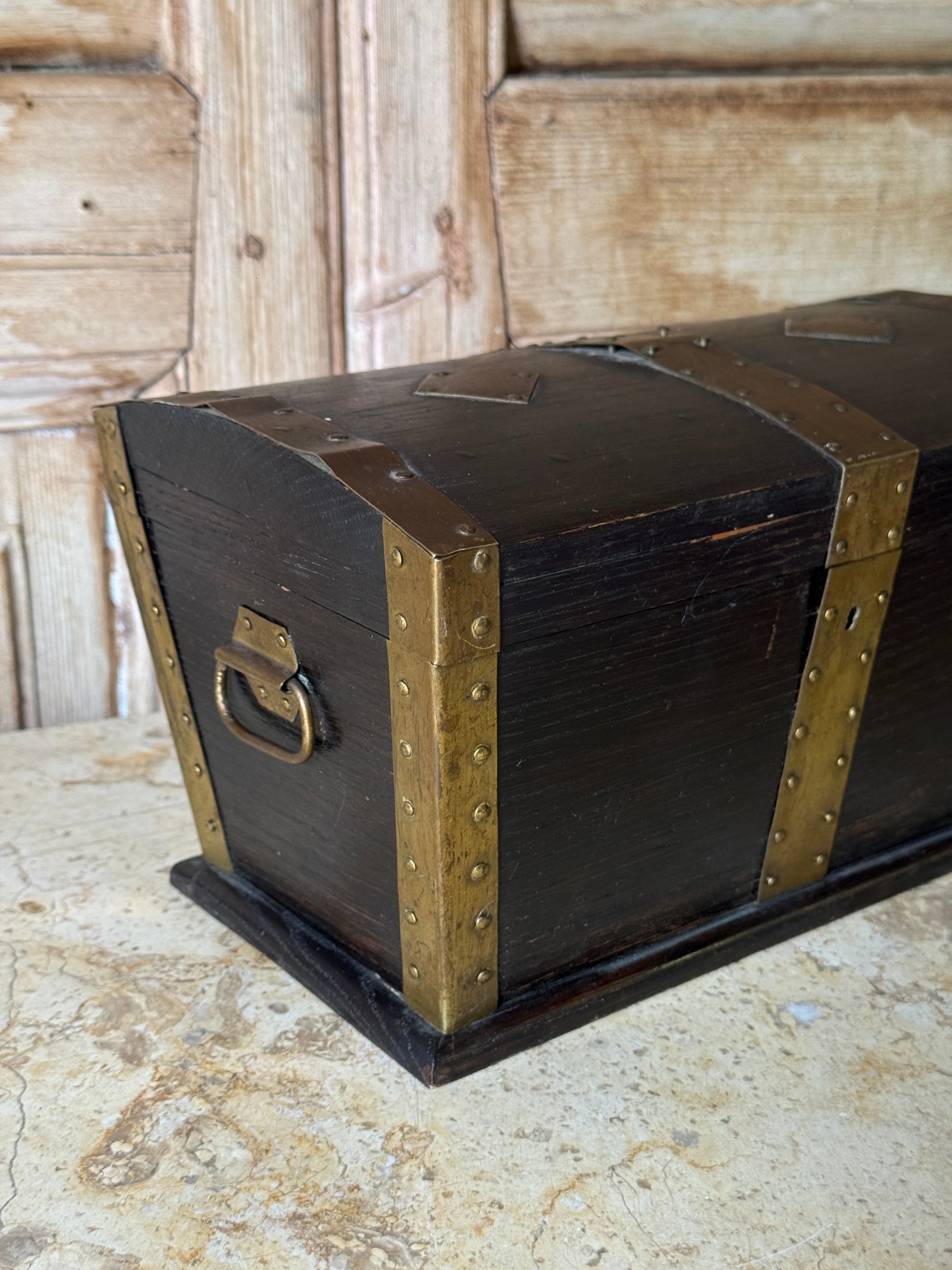 Vintage Danish Dome Topped Deed Chest