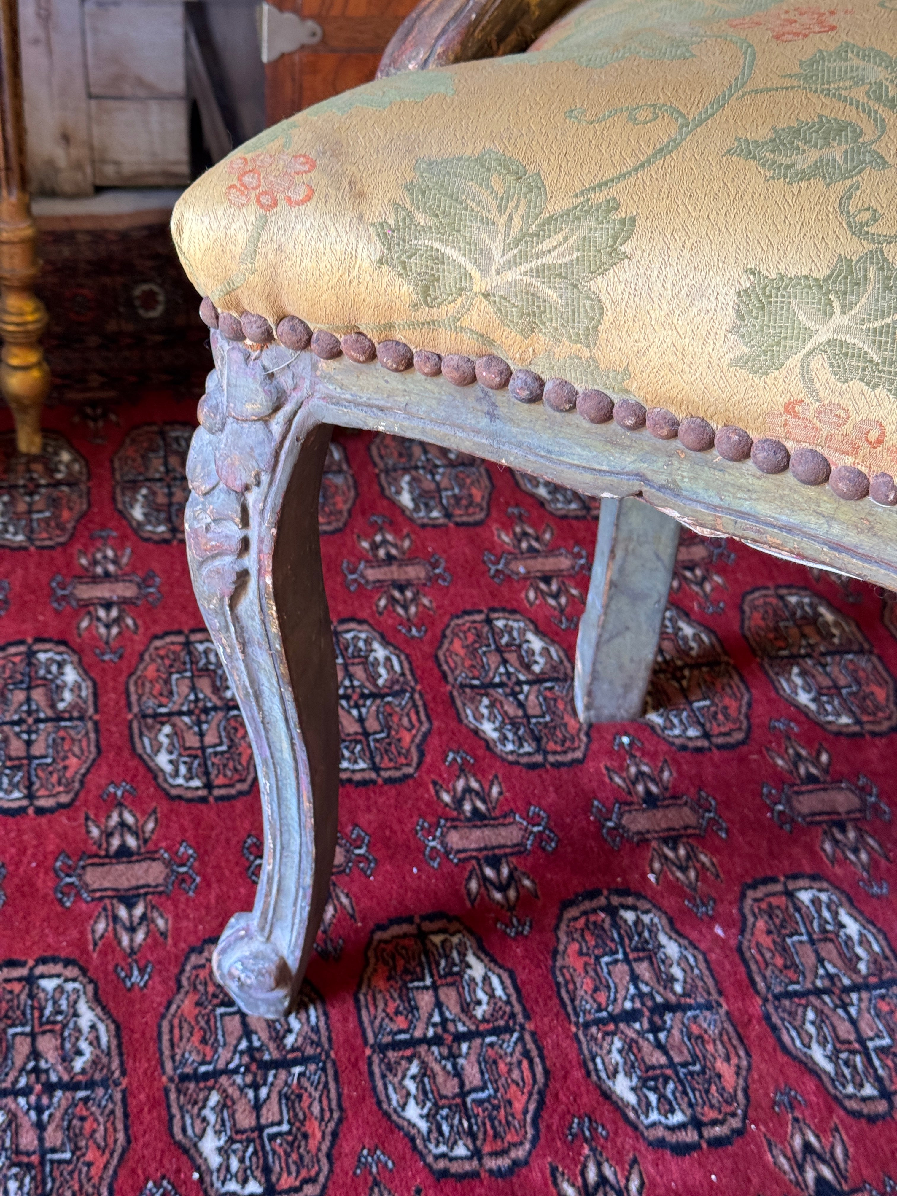 Antique French Carved & Gilt Stool