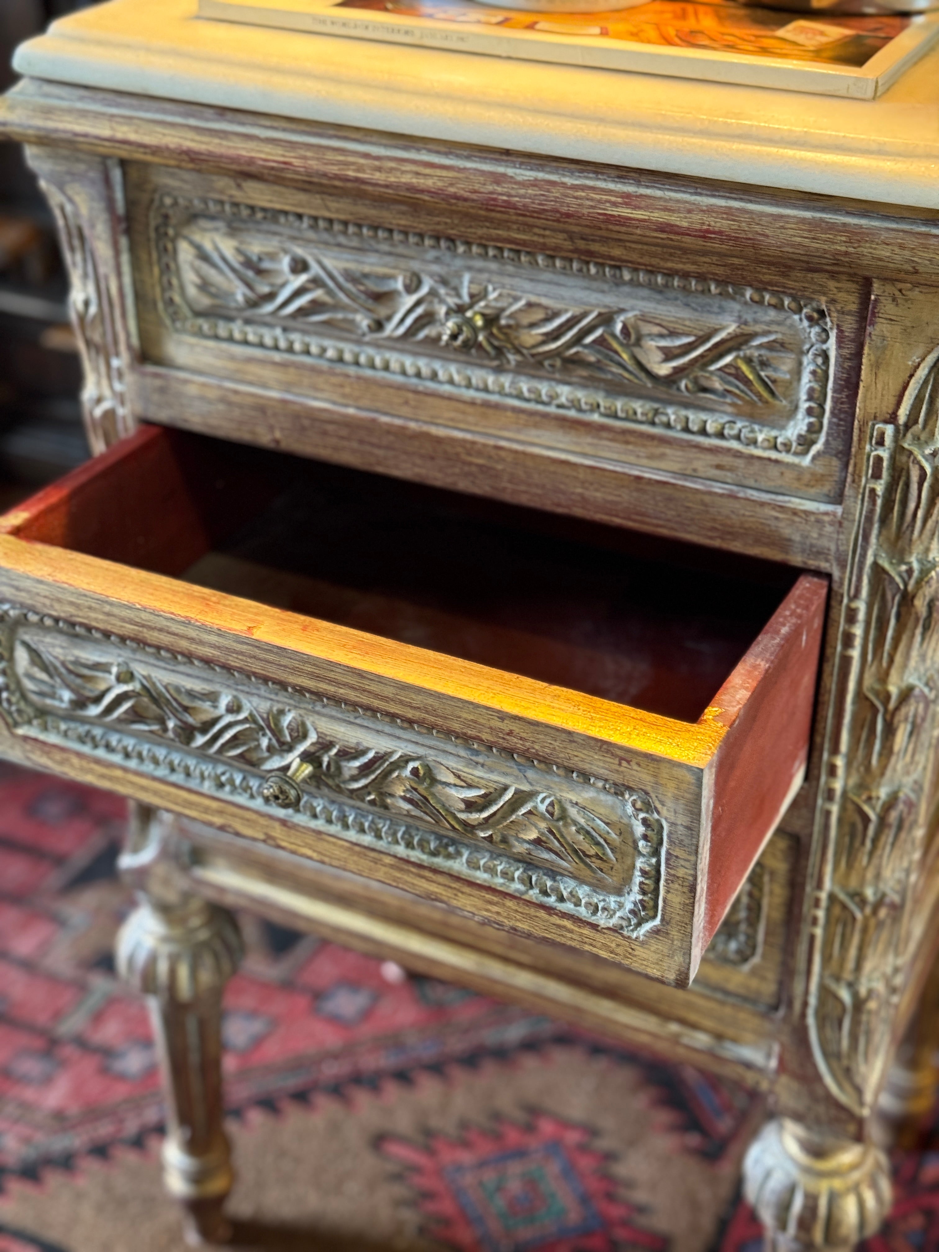 Louis XVI Style Marble Top Side Table