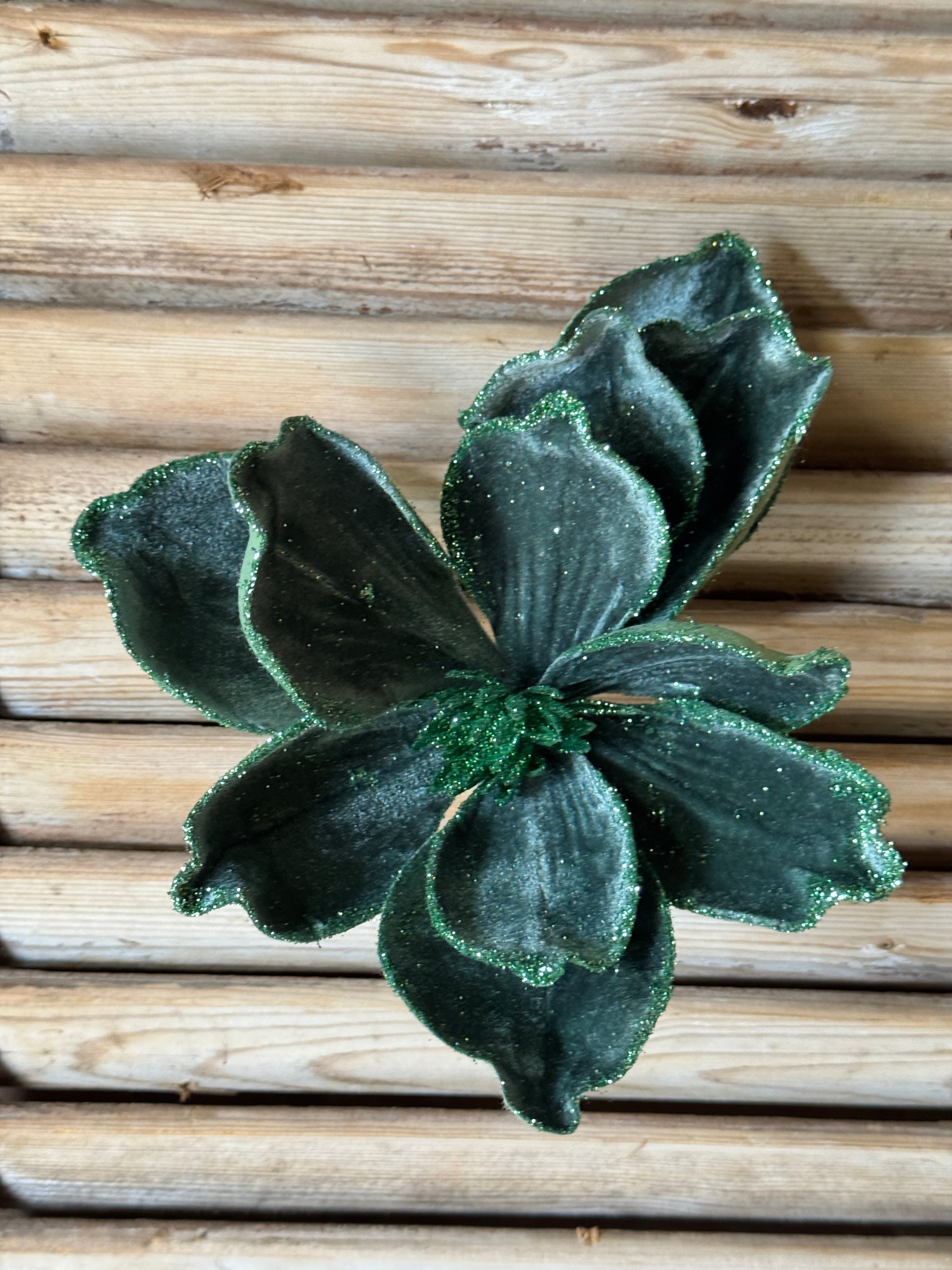 Glittered Clip On Magnolia Flowers – 3 Colours