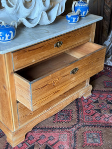Antique Baltic Pine Marble-Top Dresser – 19th Century