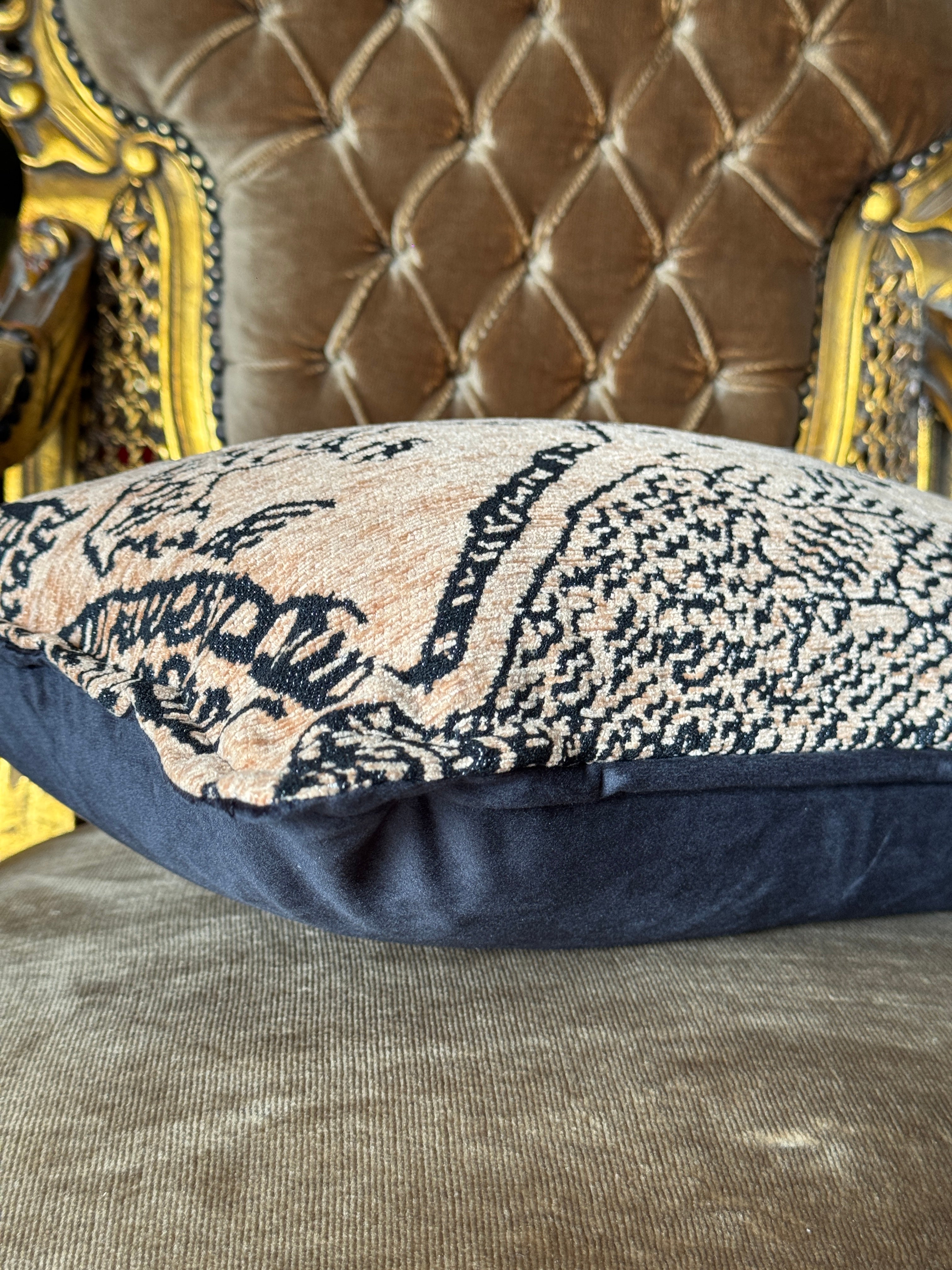 Woven Tiger Lumbar Cushion with Feather Insert