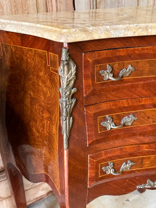 Pair of Vintage French Bedside Tables with Marble Tops