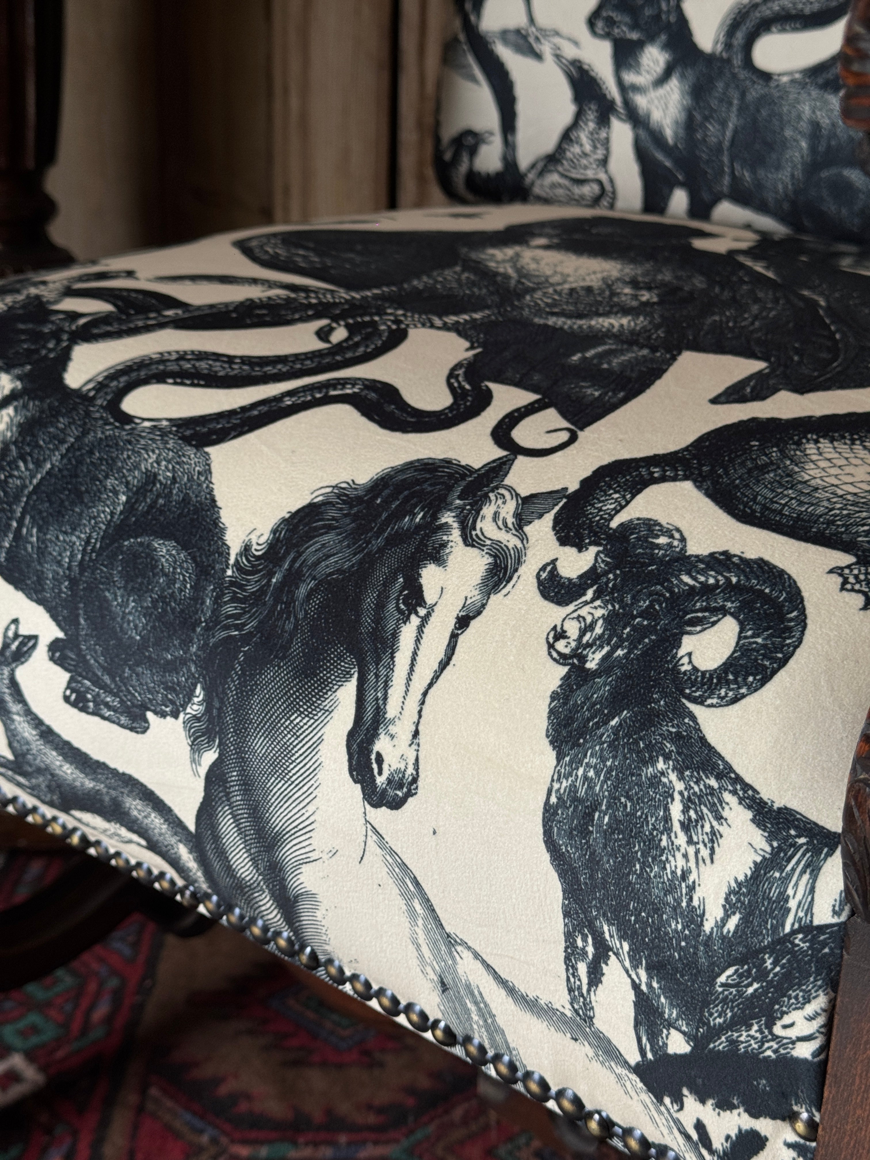 Antique 19th Century Newly Upholstered Armchair