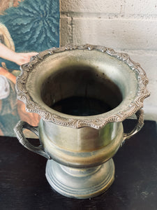 Vintage Silver Champagne Bucket with Filagree Rim