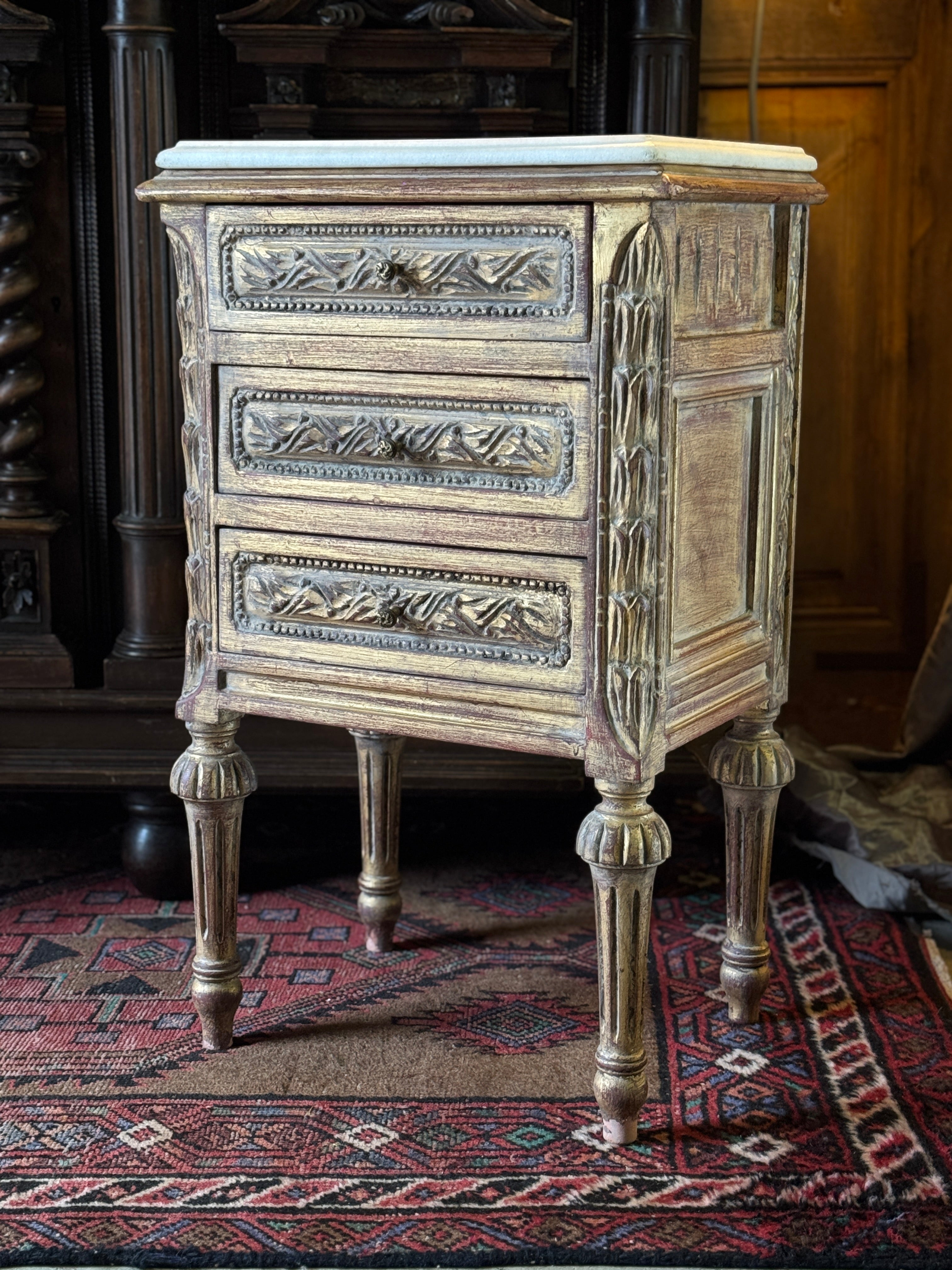 Louis XVI Style Marble Top Side Table