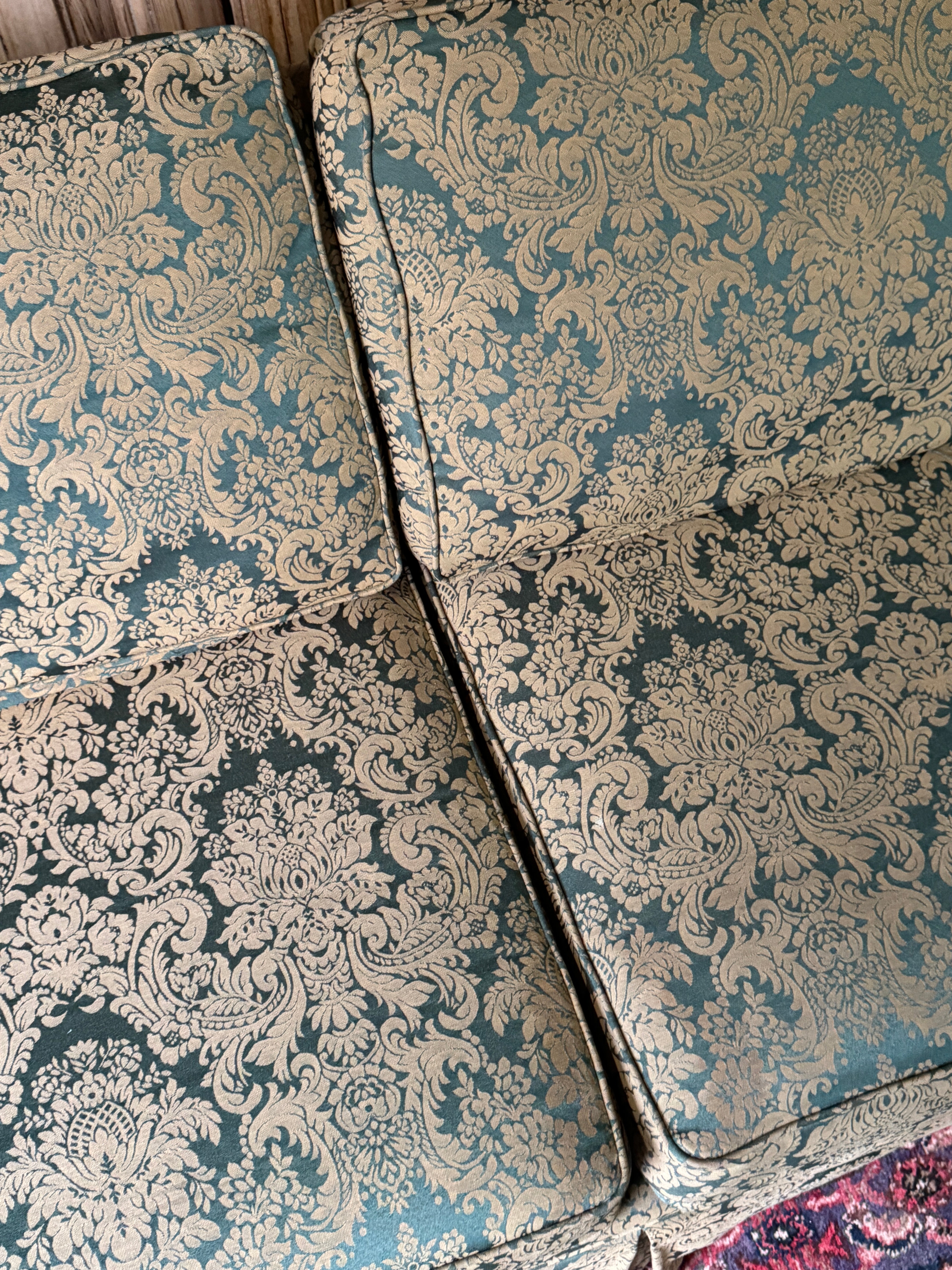 Vintage Green Damask Two Seater Lounge