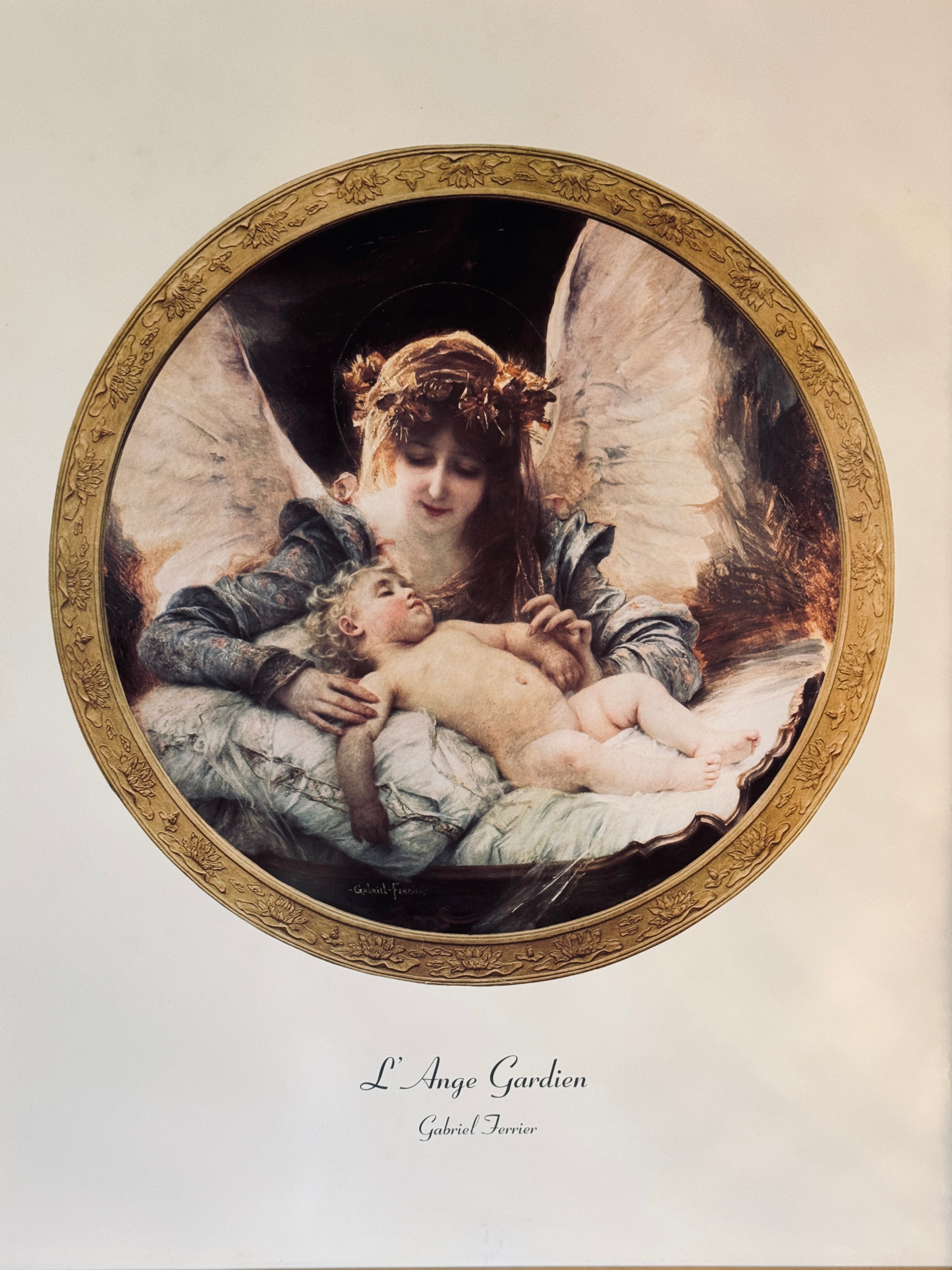 “L'Ange Gardien” Gilt Framed Print