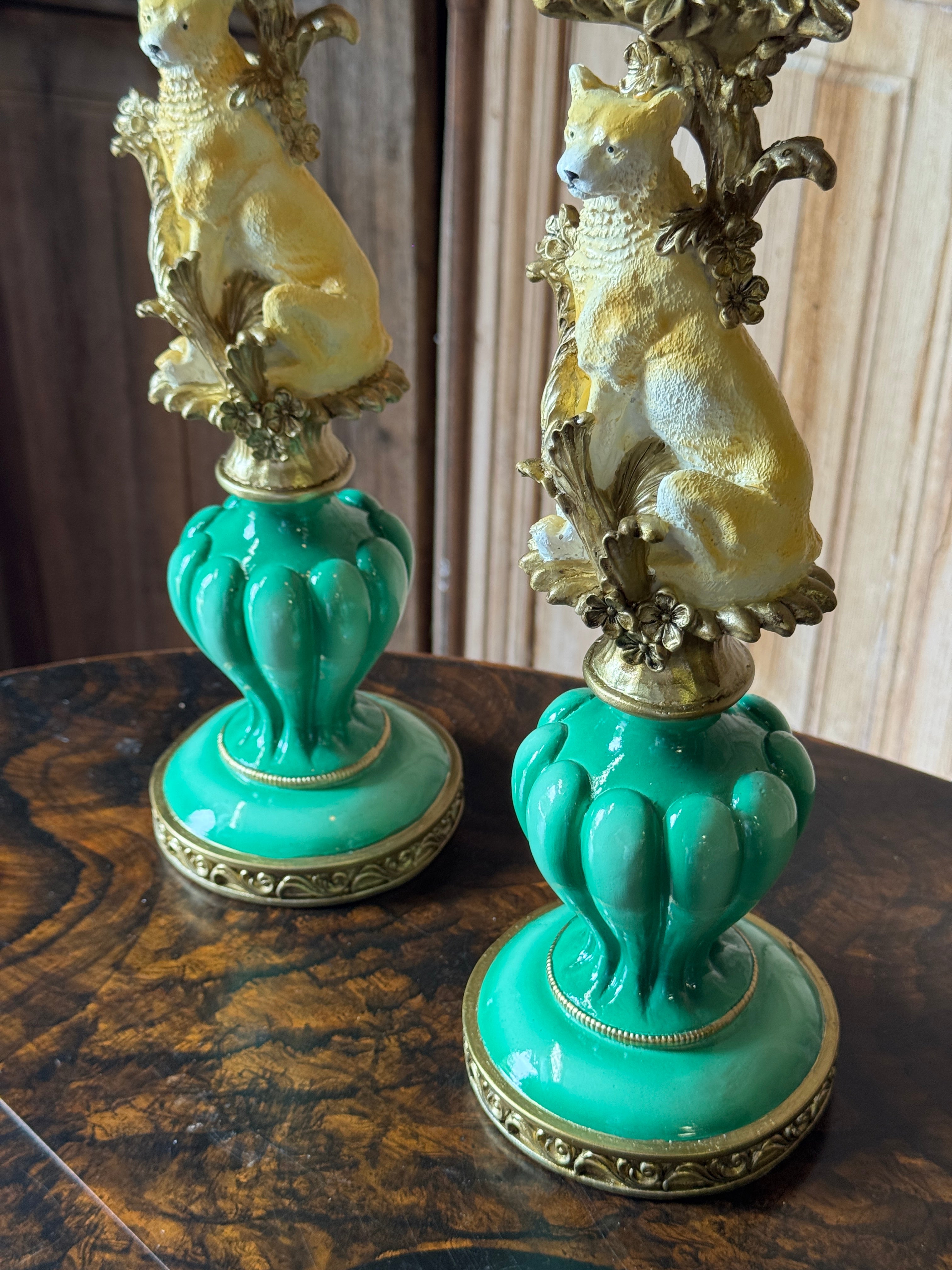 Ornate Lioness Taper Candelabra