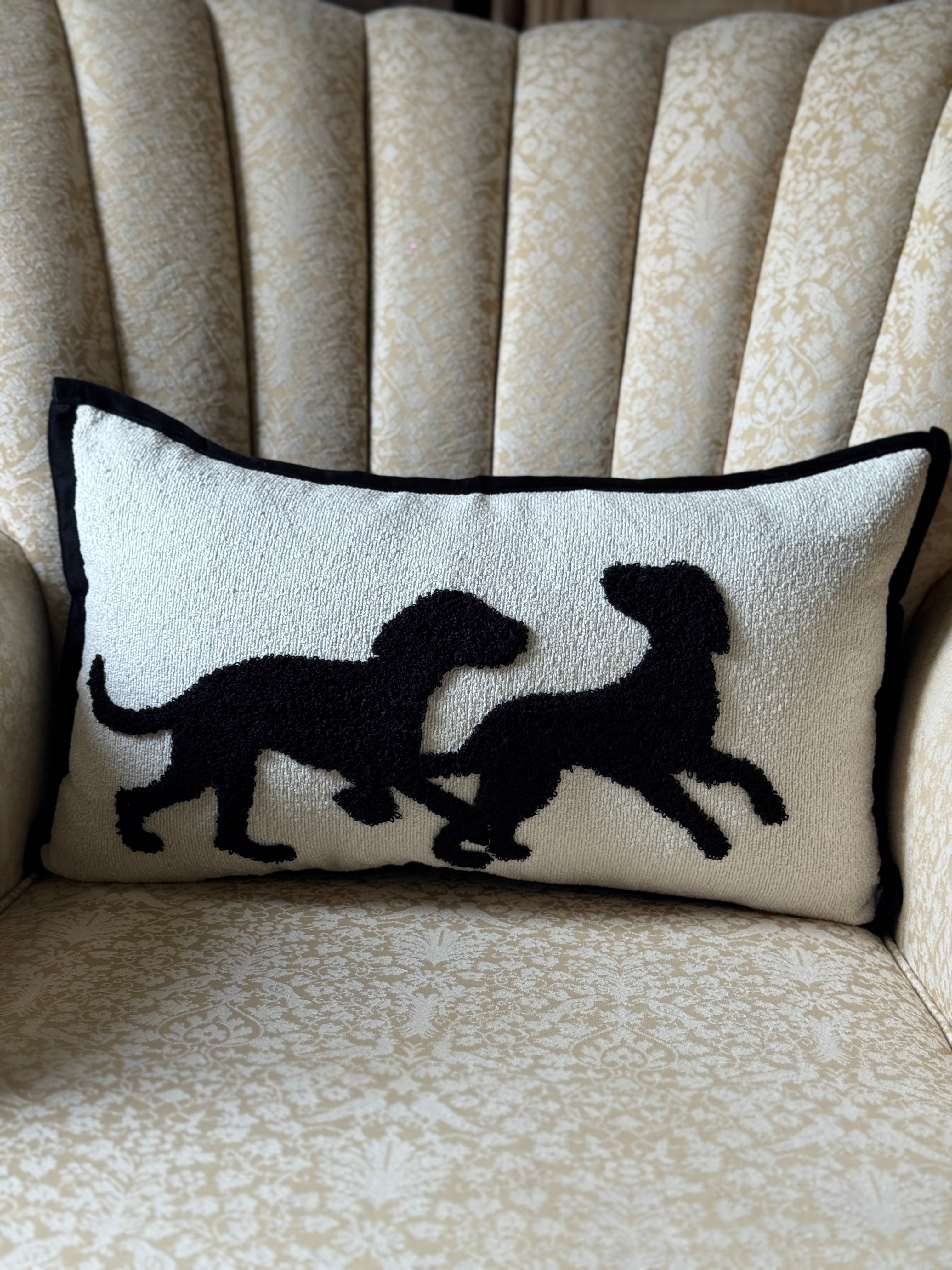 Black Labrador Silhouette Rectangle Cushion with Feather Insert