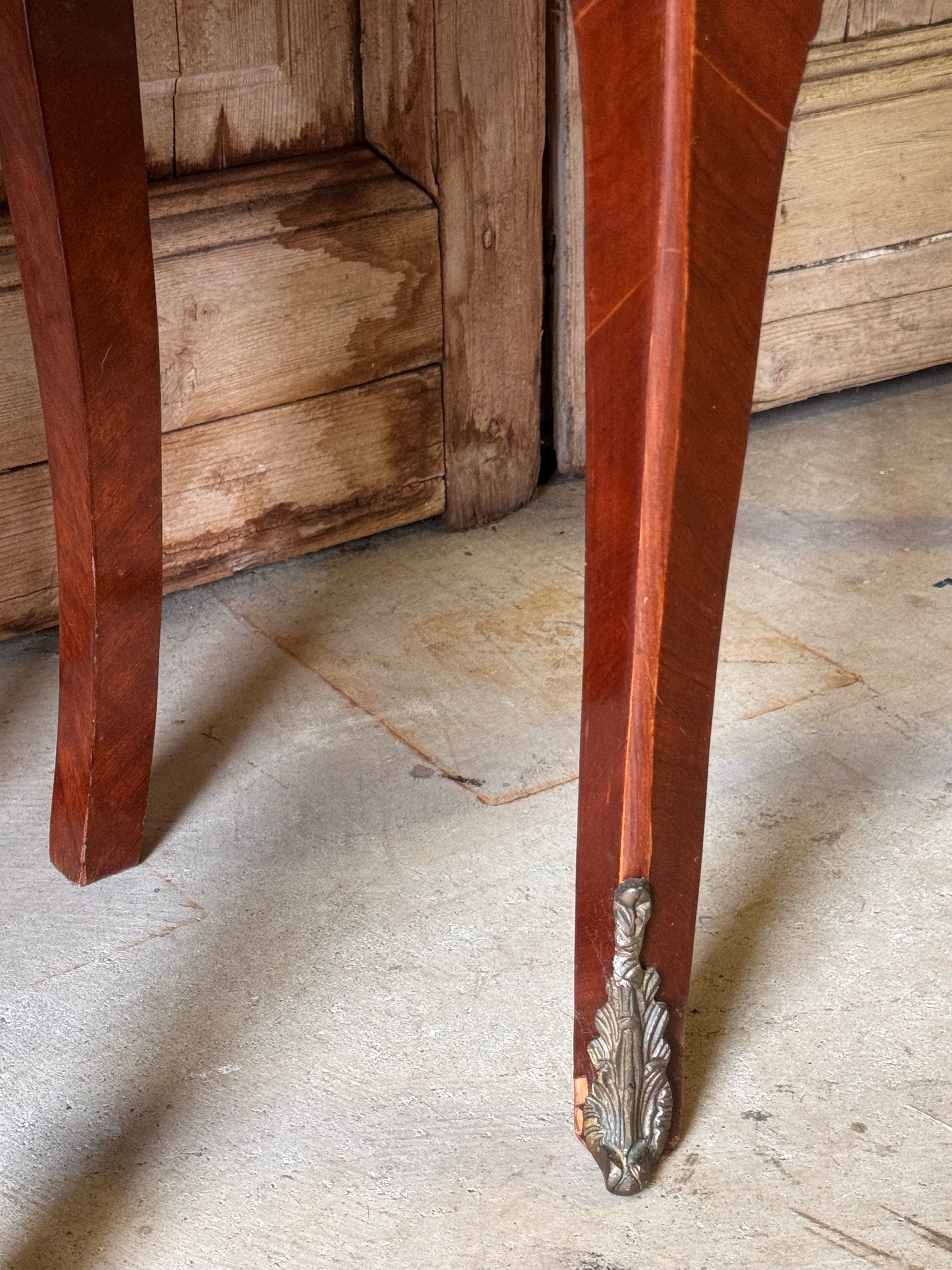 Pair of Vintage French Bedside Tables with Marble Tops