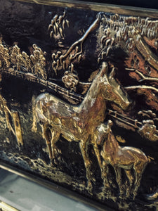 Vintage Brass Horse Firescreen