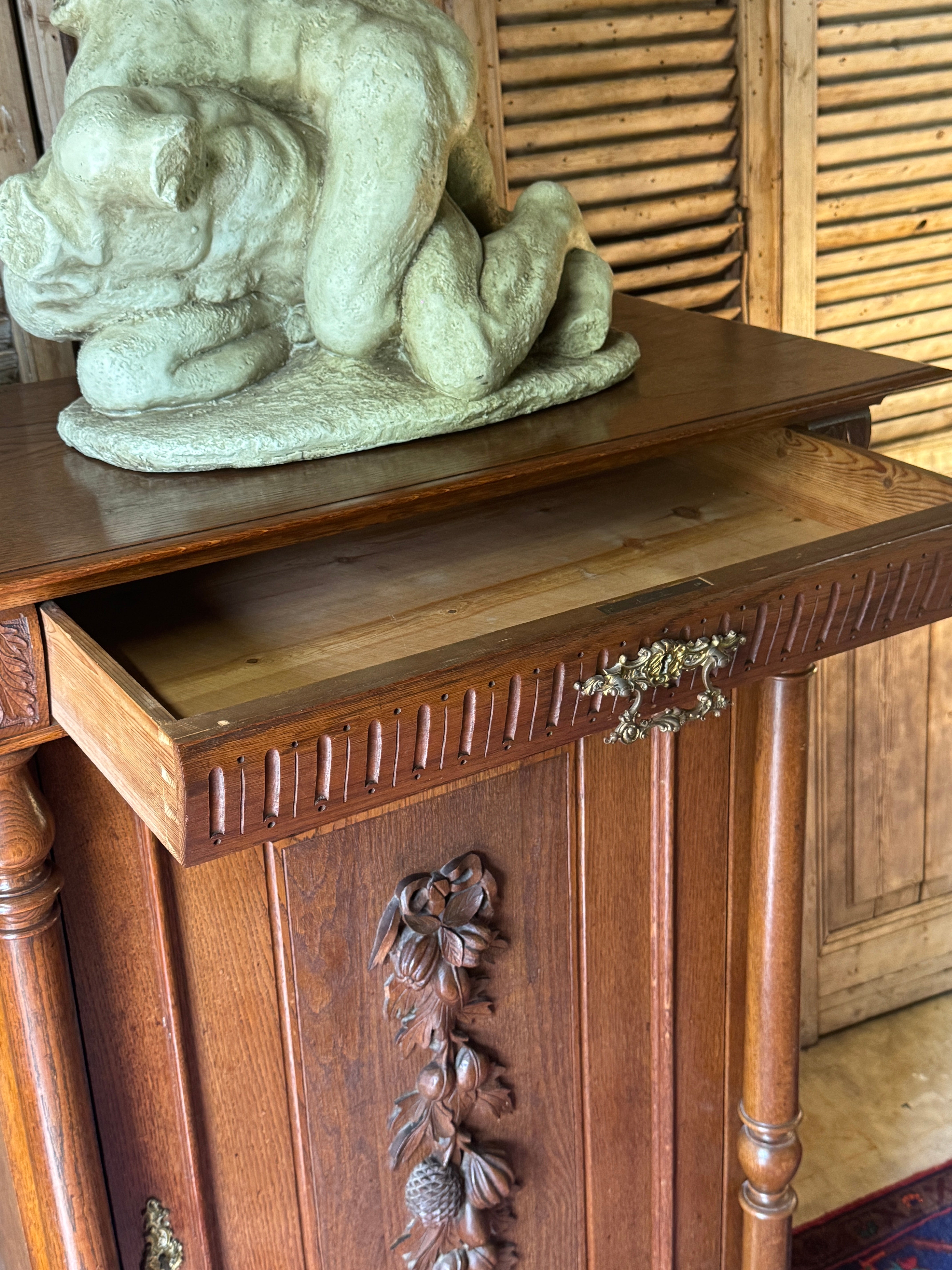 Antique Danish Carved Timber Cabinet