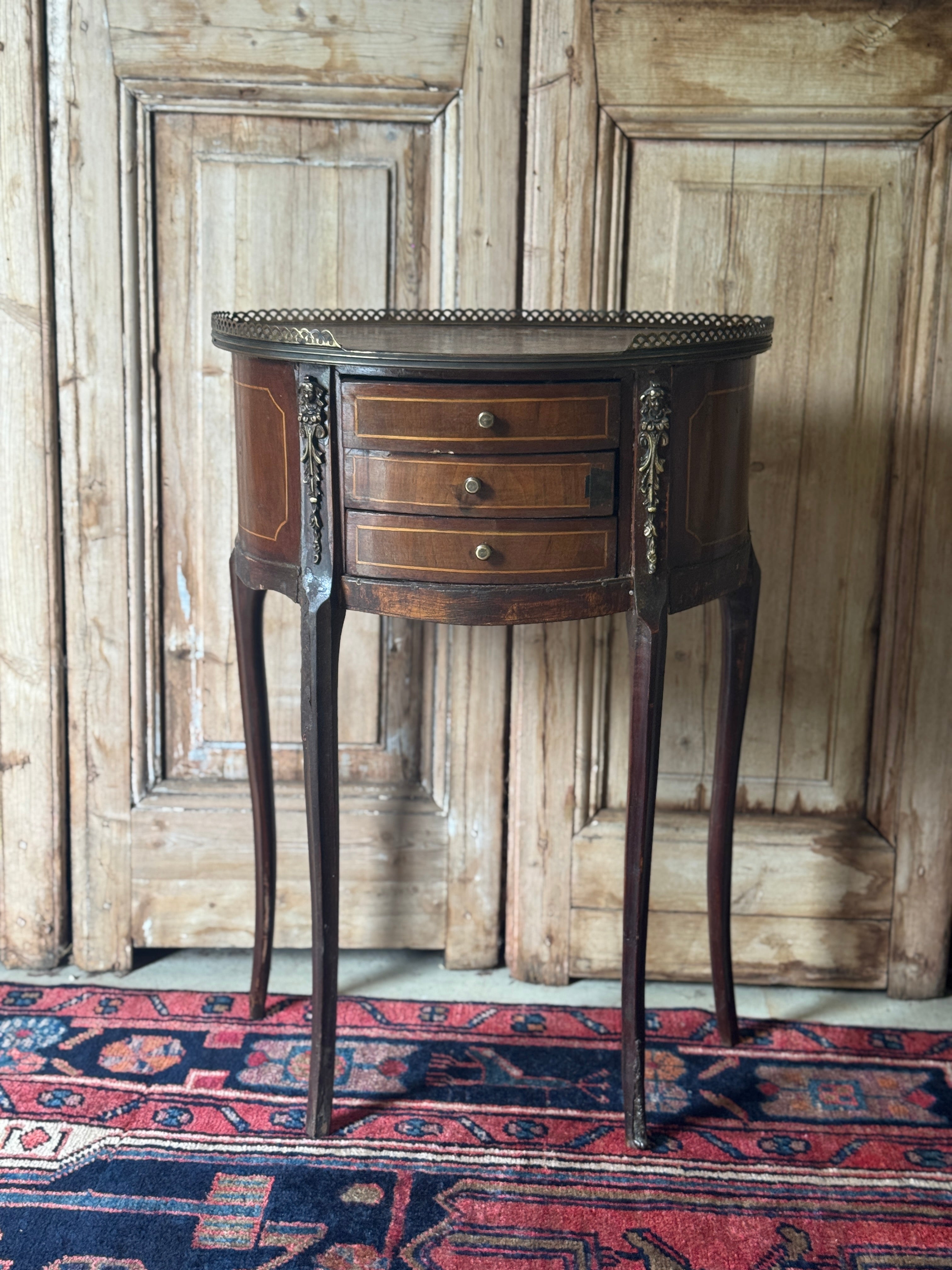 Vintage French Louis XV-Style Marquetry Side Table