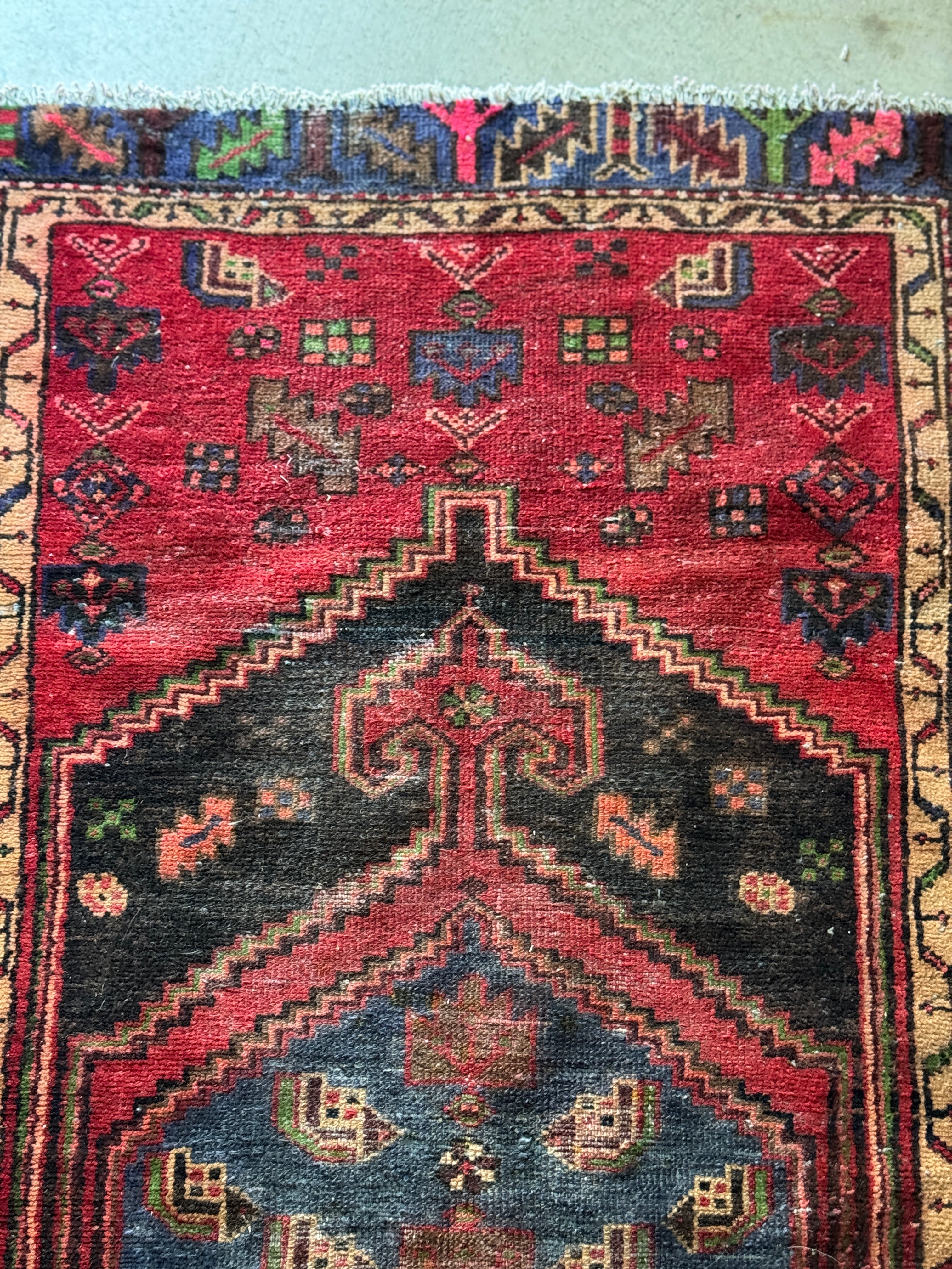 Vintage Hand Knotted Persian Hamadan Rug