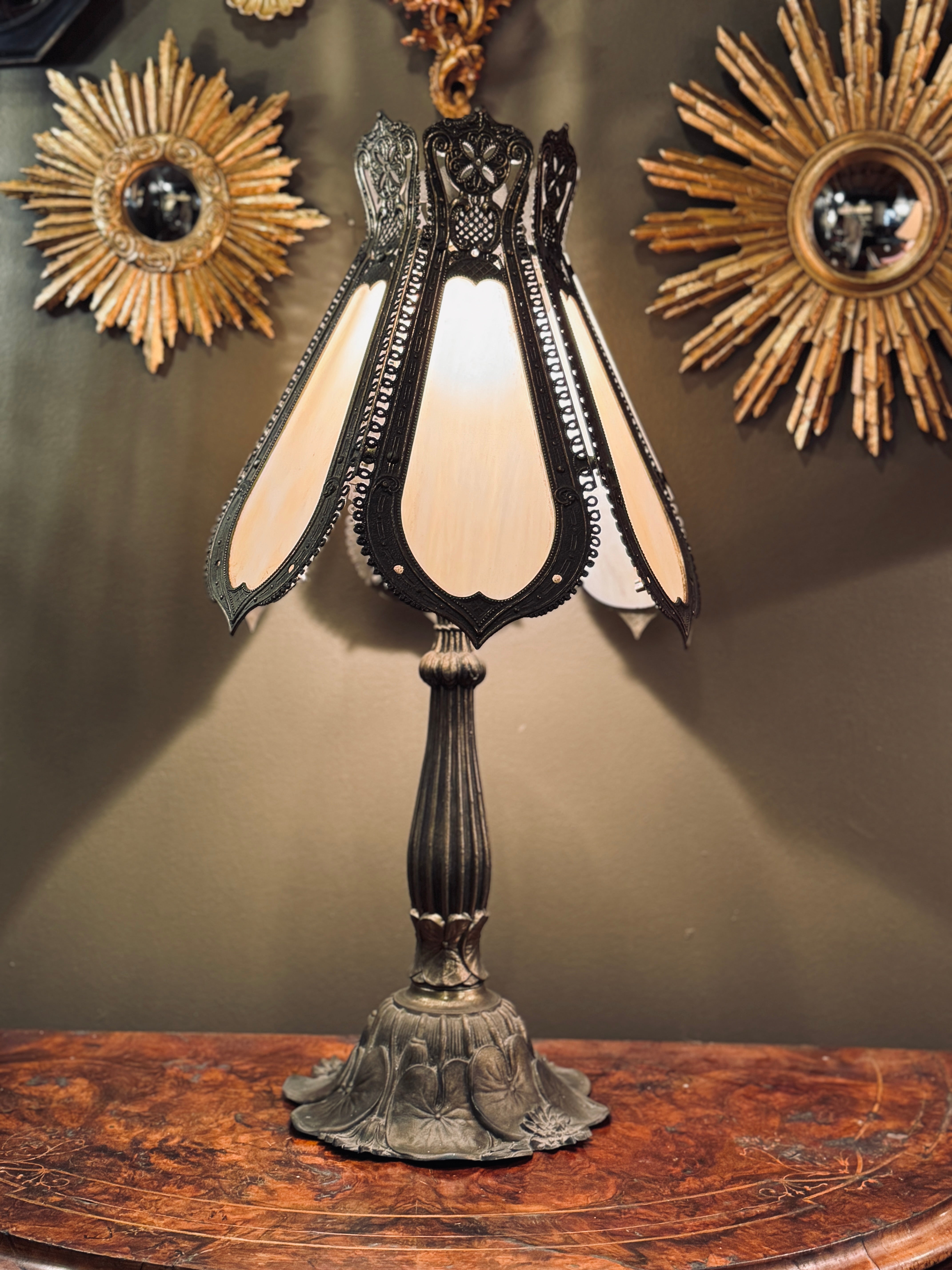 Vintage Brass Art Nouveau Lamp