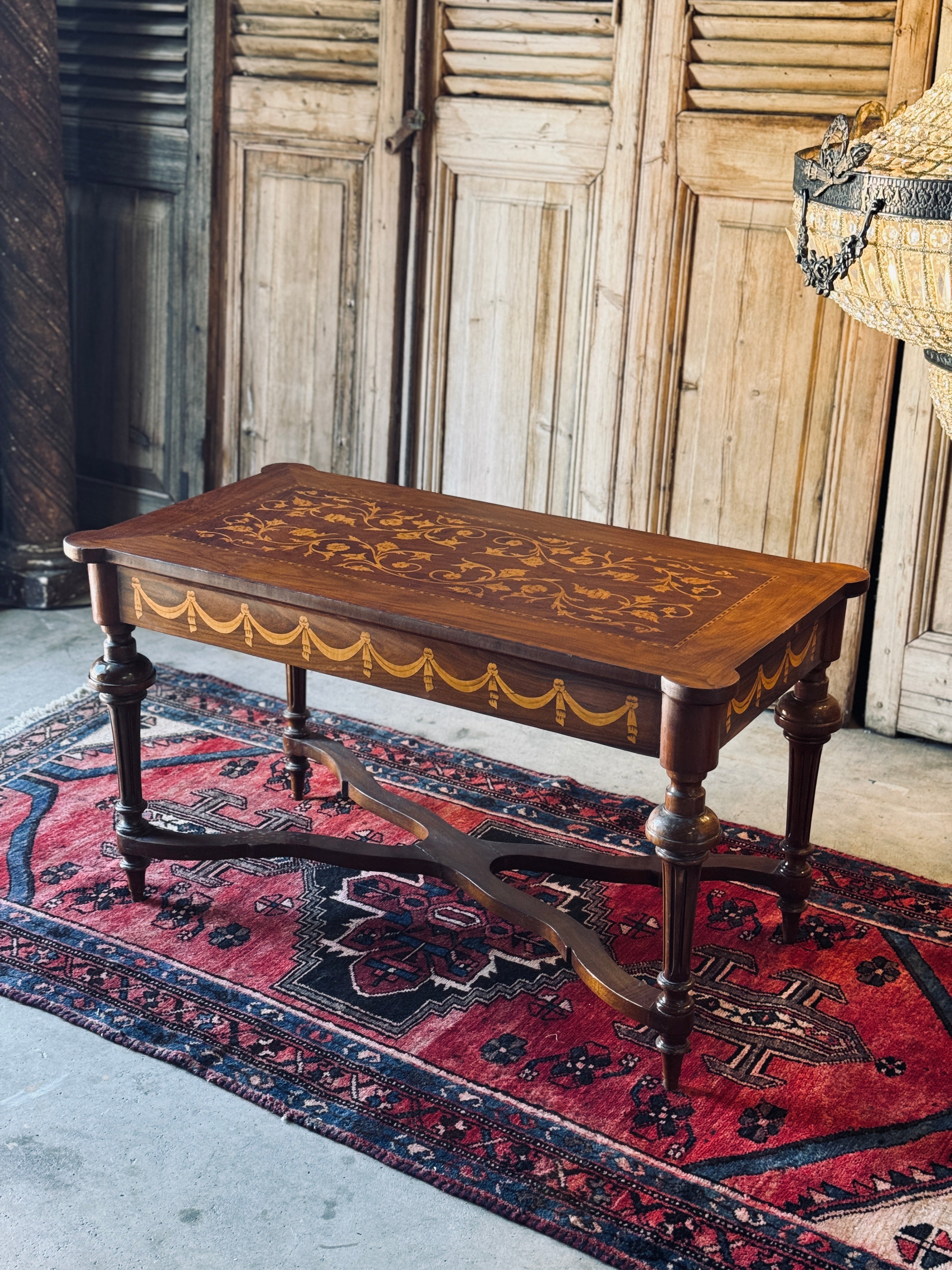 Vintage French Inlaid Marquetry Coffee Table