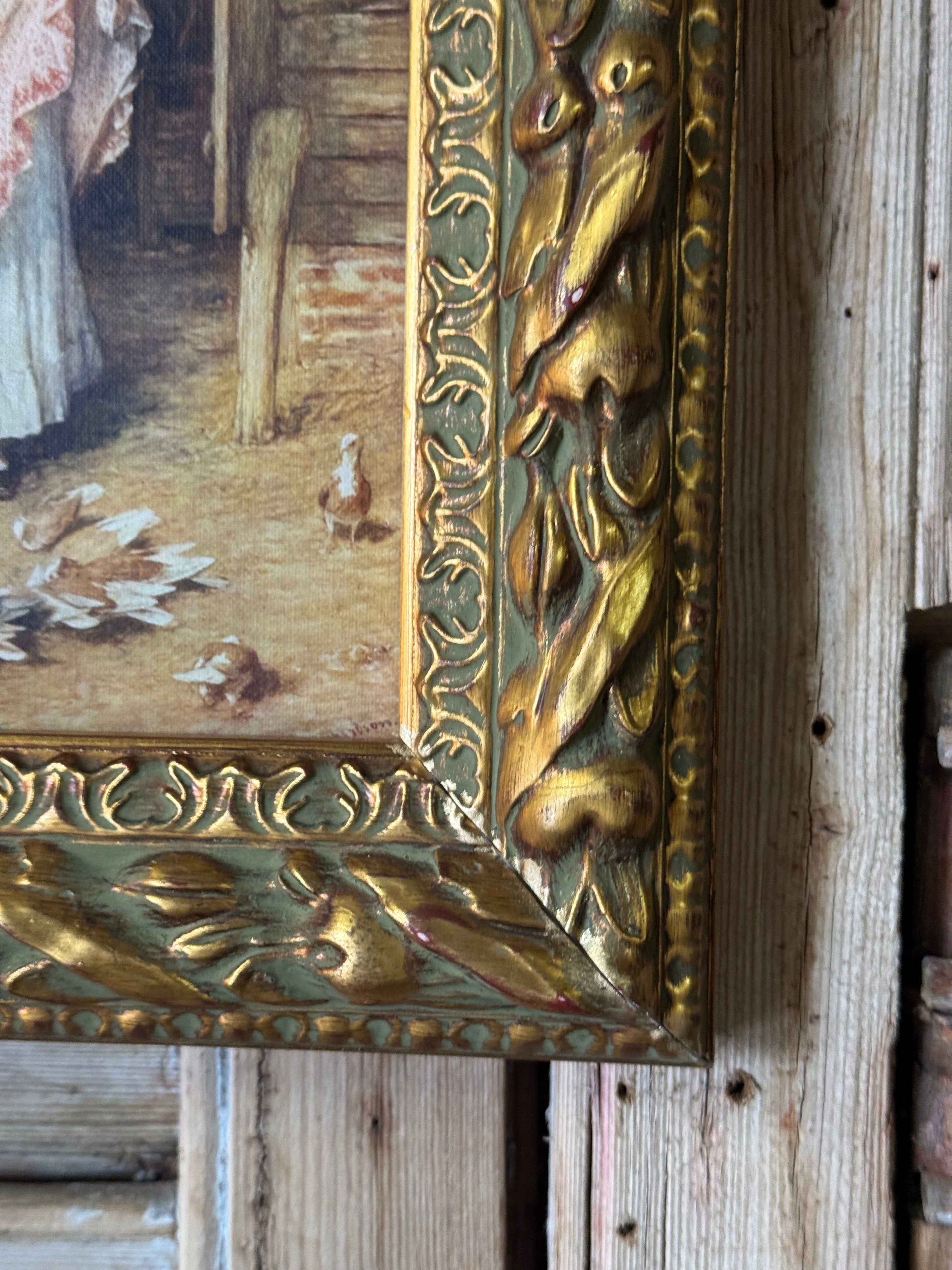 Vintage Ornate Gilt Framed Print of "The Farmer's Daughter"