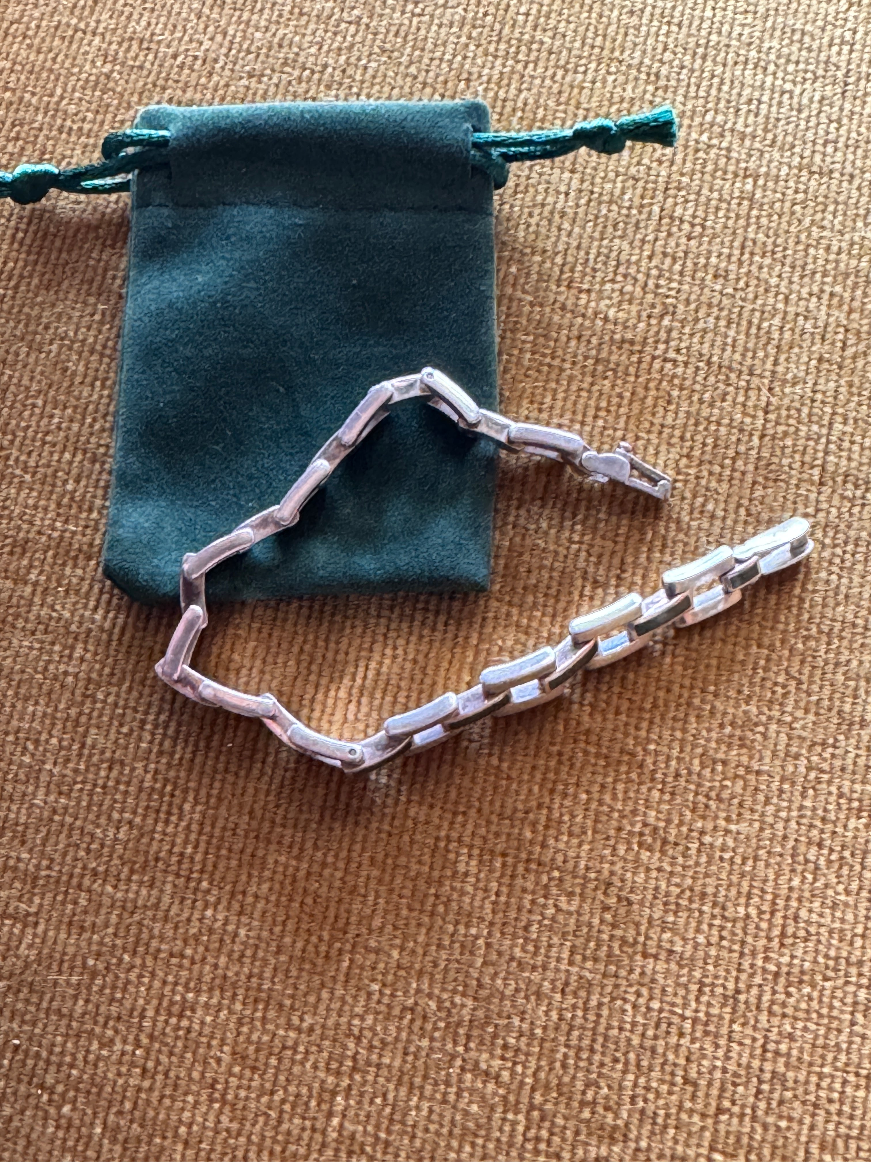 Vintage Sterling Silver Niello-Style Link Bracelet