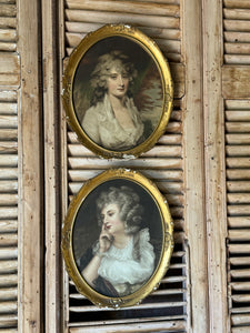 Pair of Antique Gilt 1925 Framed Portraits