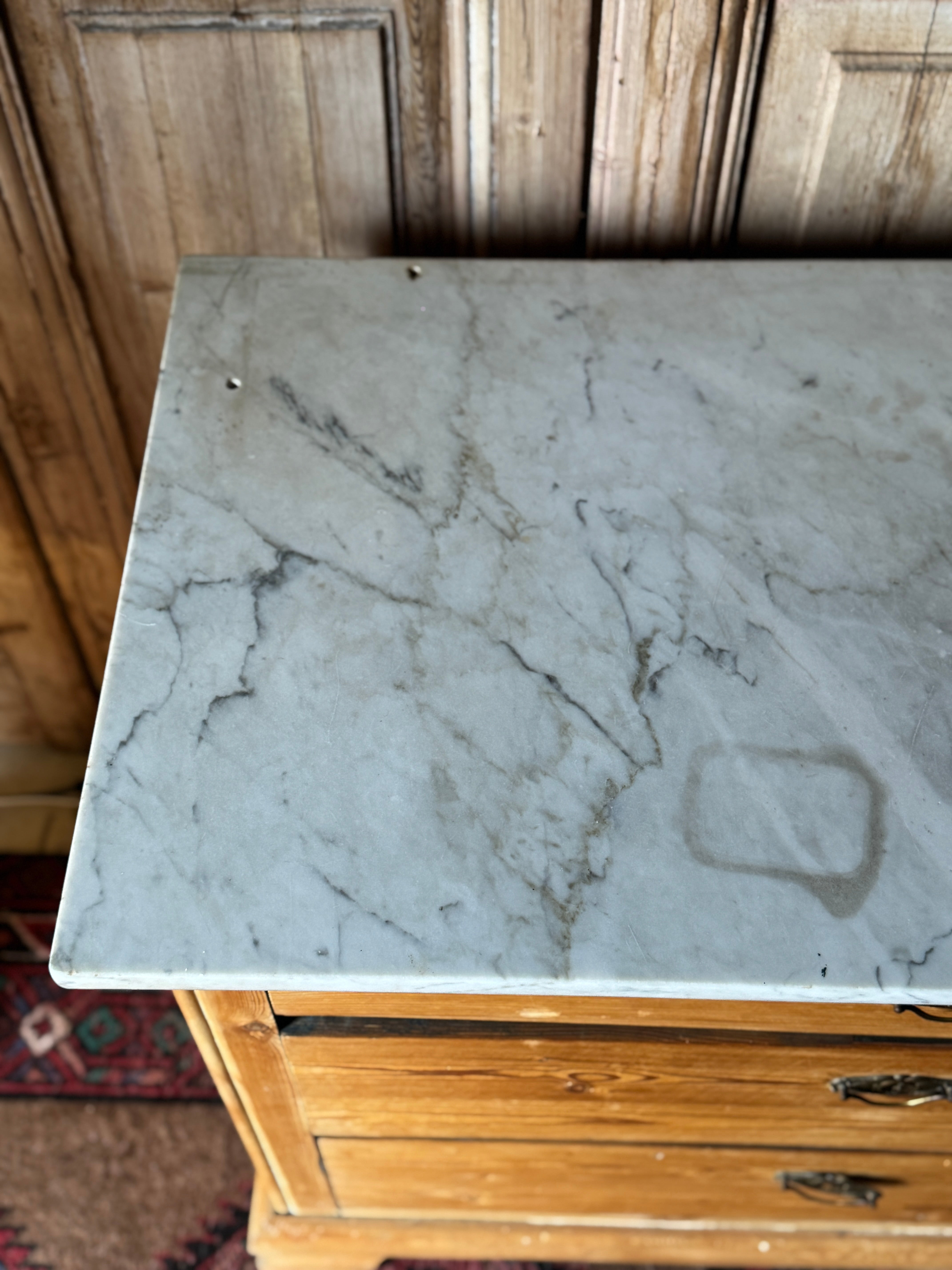 Antique Baltic Pine Marble-Top Dresser – 19th Century