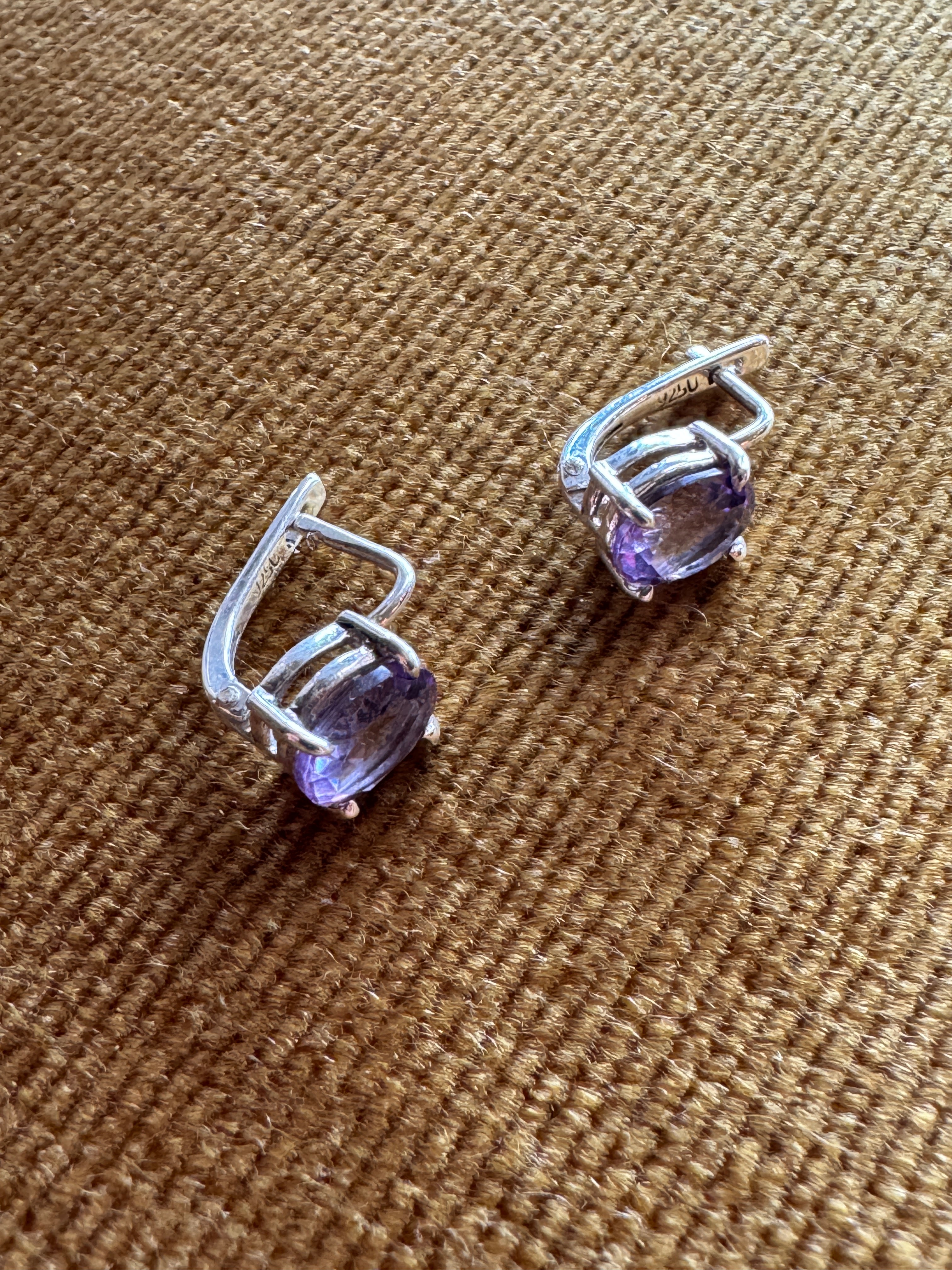 Vintage Sterling Silver Amethyst Earrings