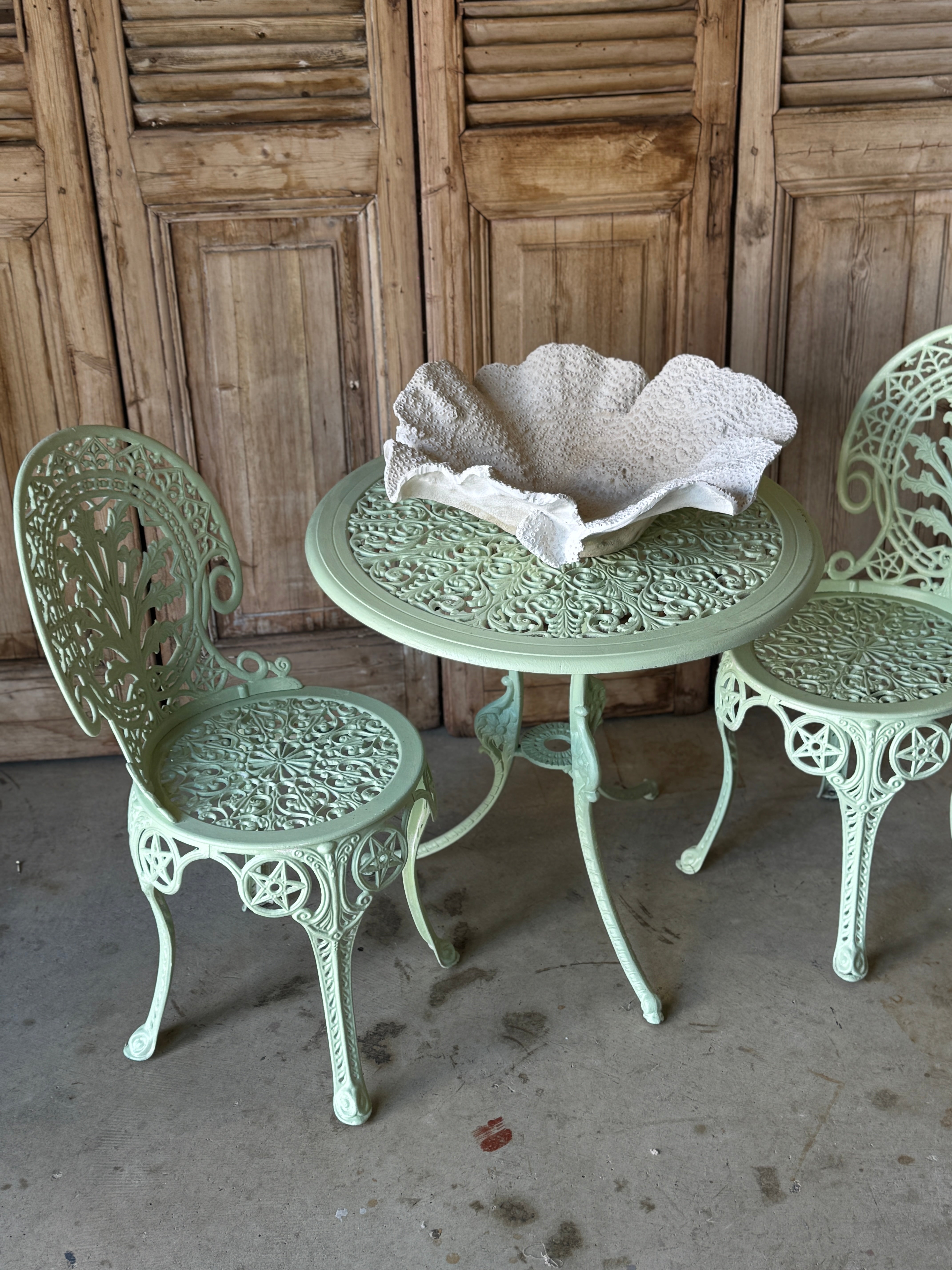 Vintage Mint Green Painted Metal Outdoor Setting