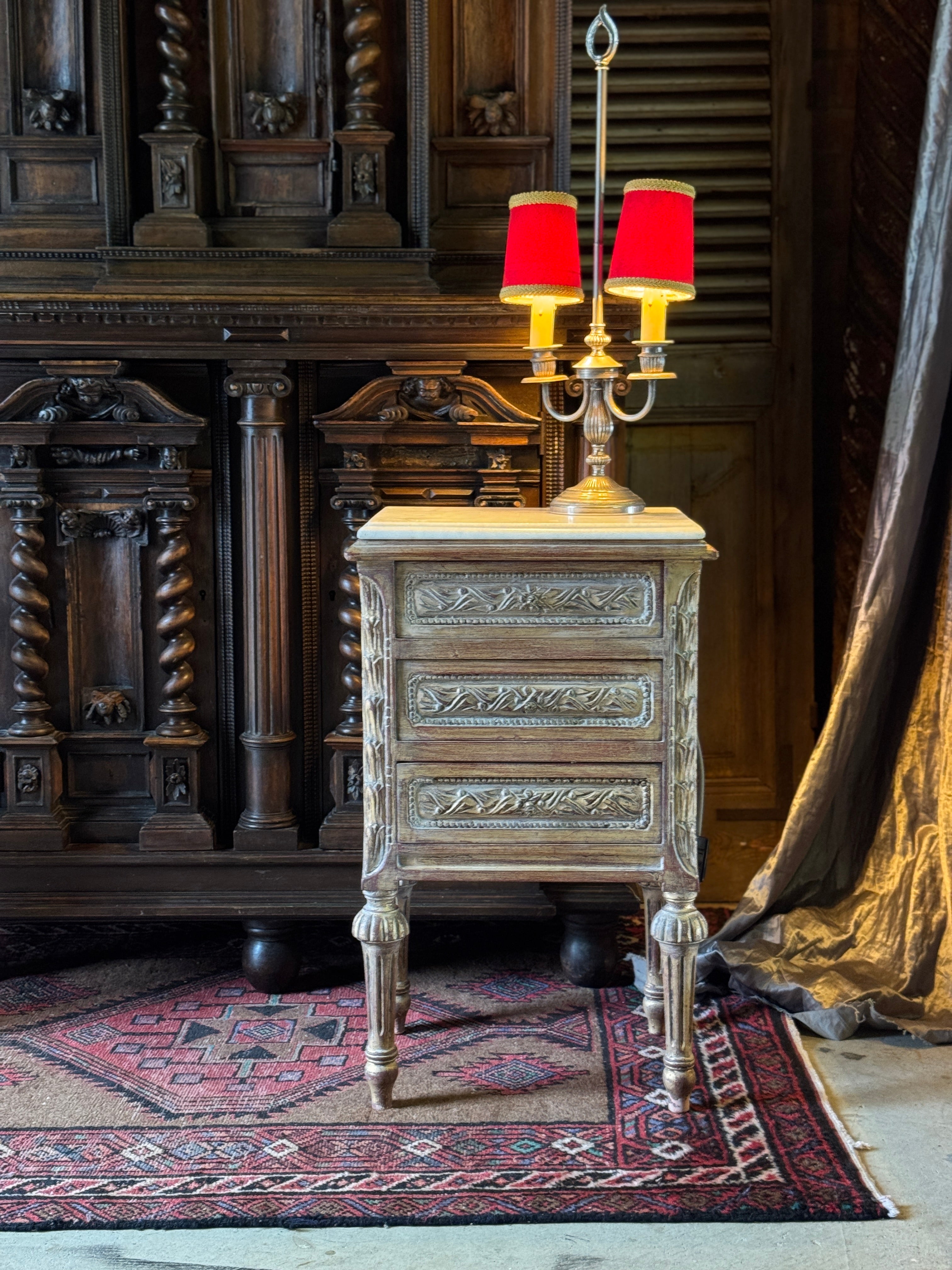 Louis XVI Style Marble Top Side Table