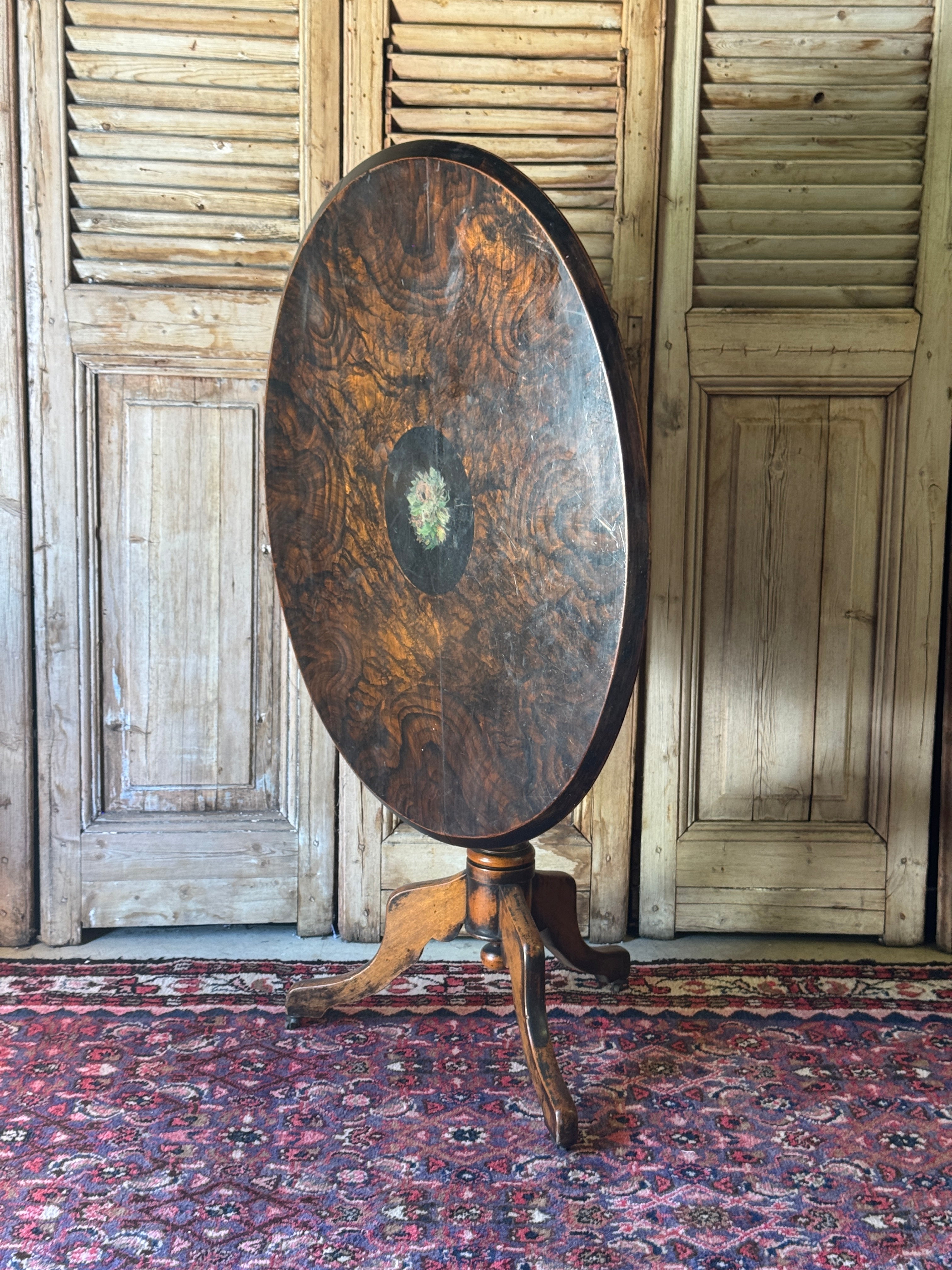 Antique Burr Walnut Tilt-Top Table