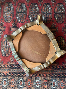 19th Century Giltwood Carved Footstool with Velvet Upholstery