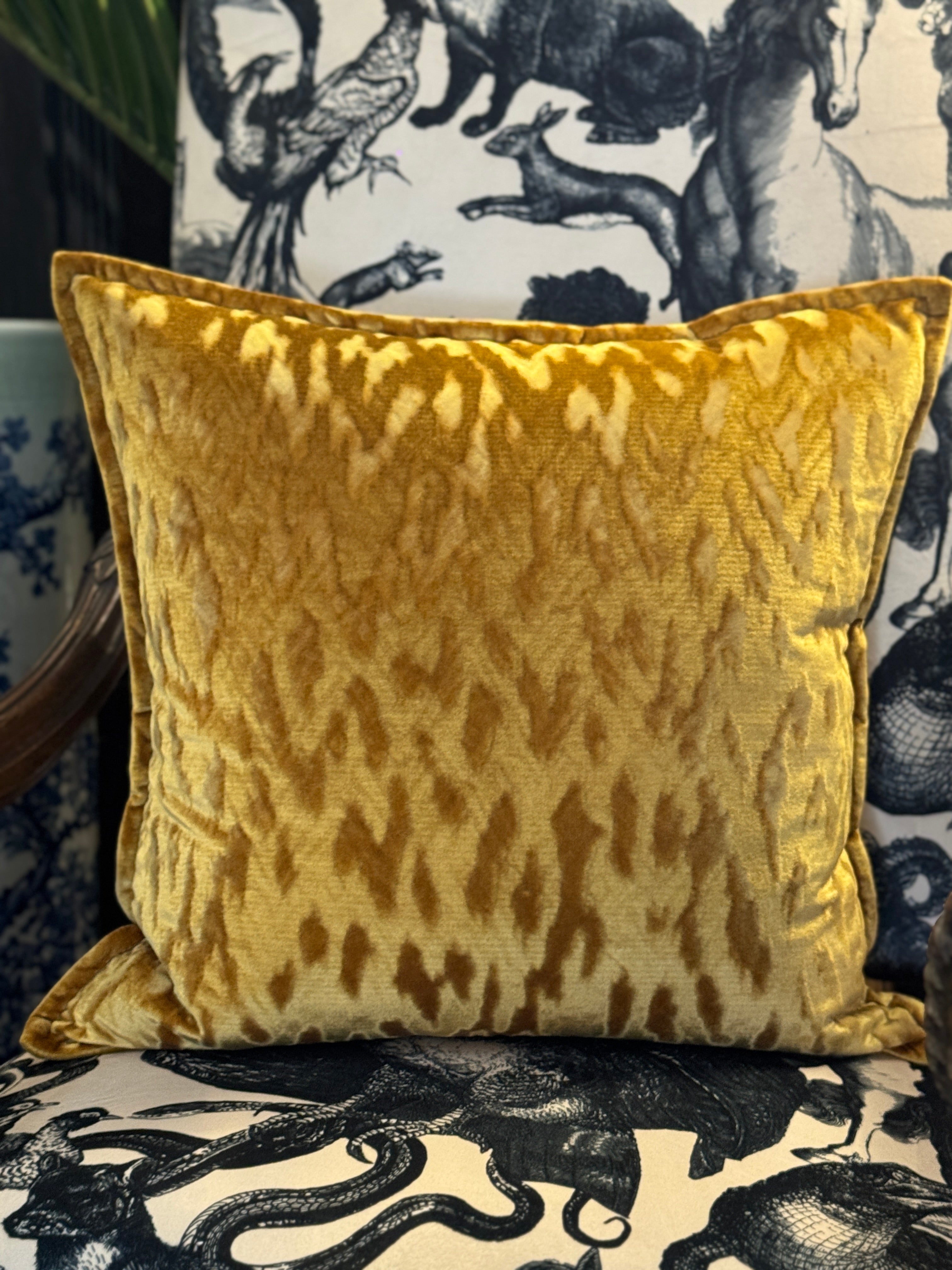Mustard Velvet Cushion with Feather Insert