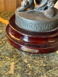 Vintage Spelter Figure of Rembrandt on Turned Timber Base