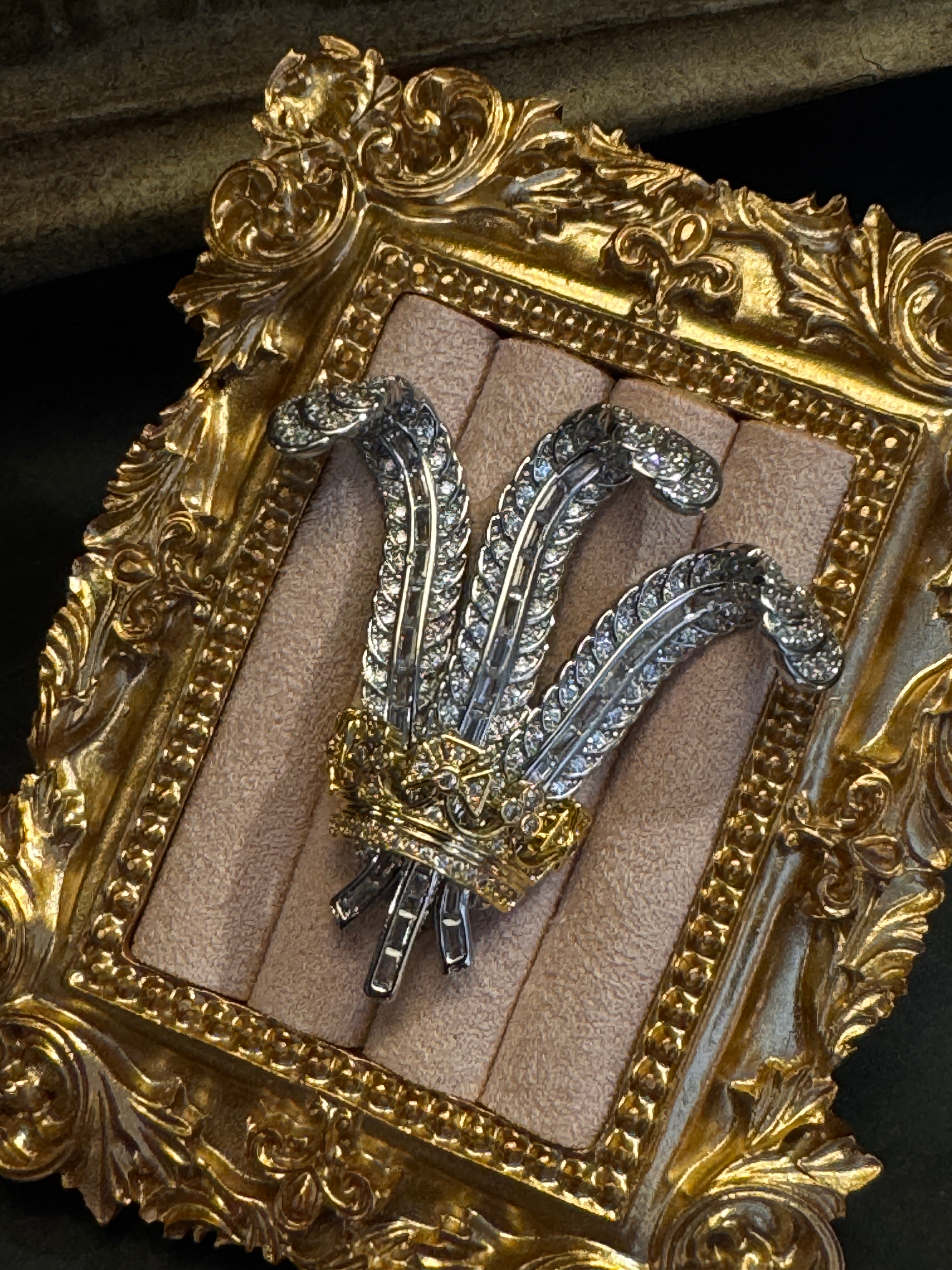Regal Crowned Feathers Brooch