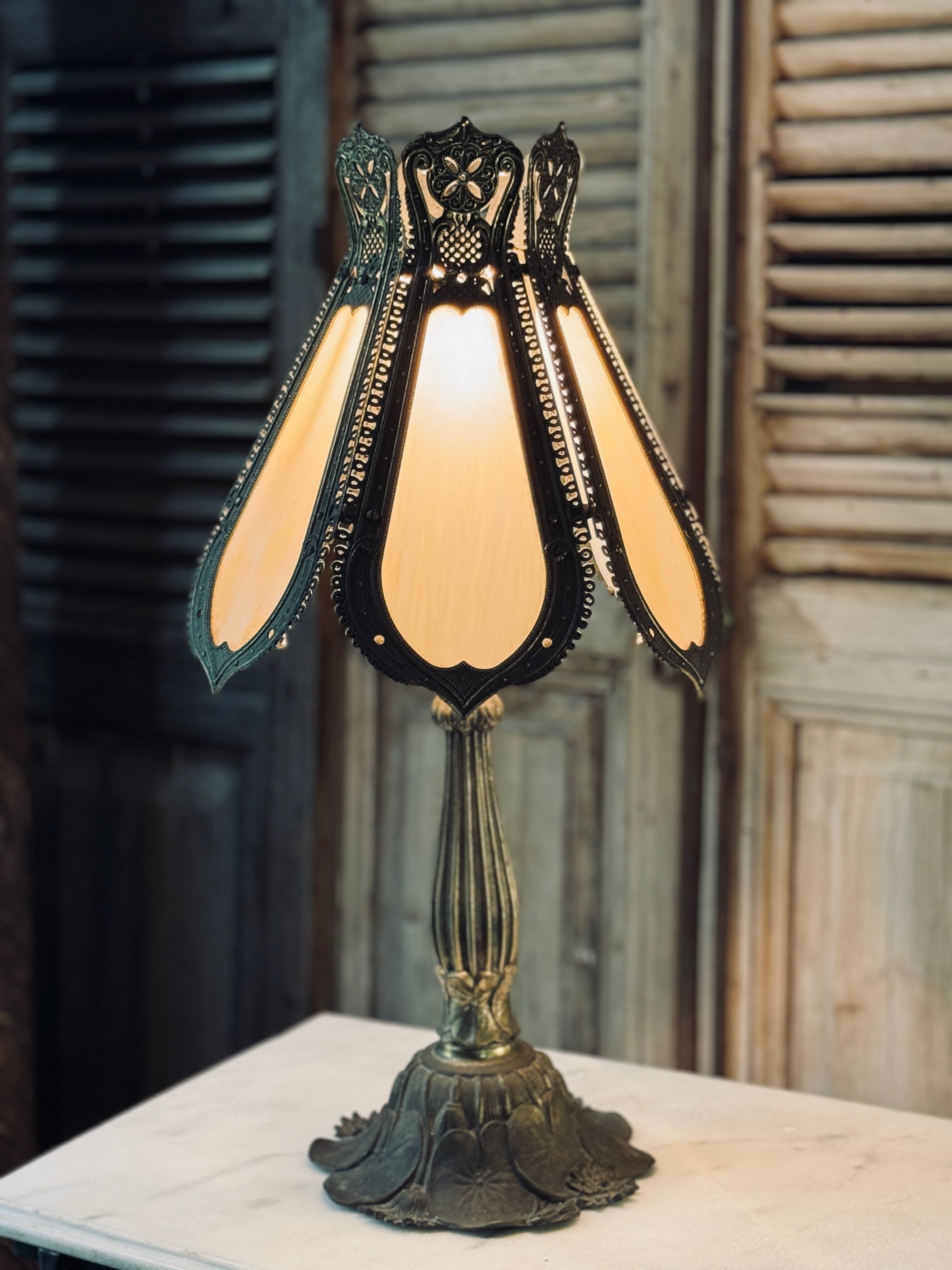 Vintage Brass Art Nouveau Lamp