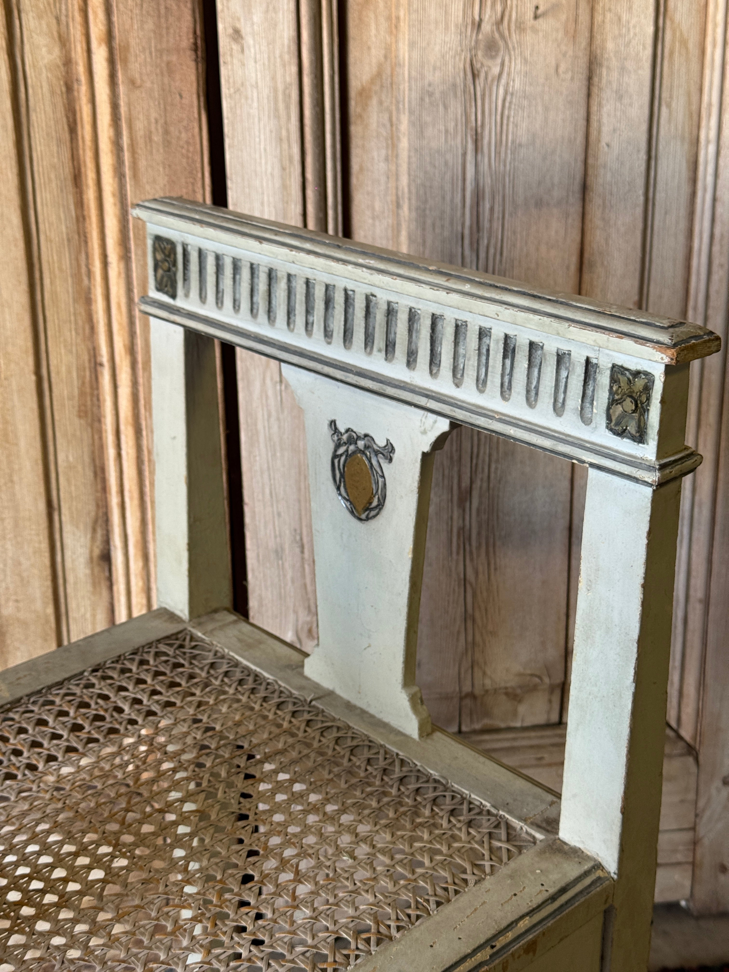 Vintage French Style Timber & Rattan Stool