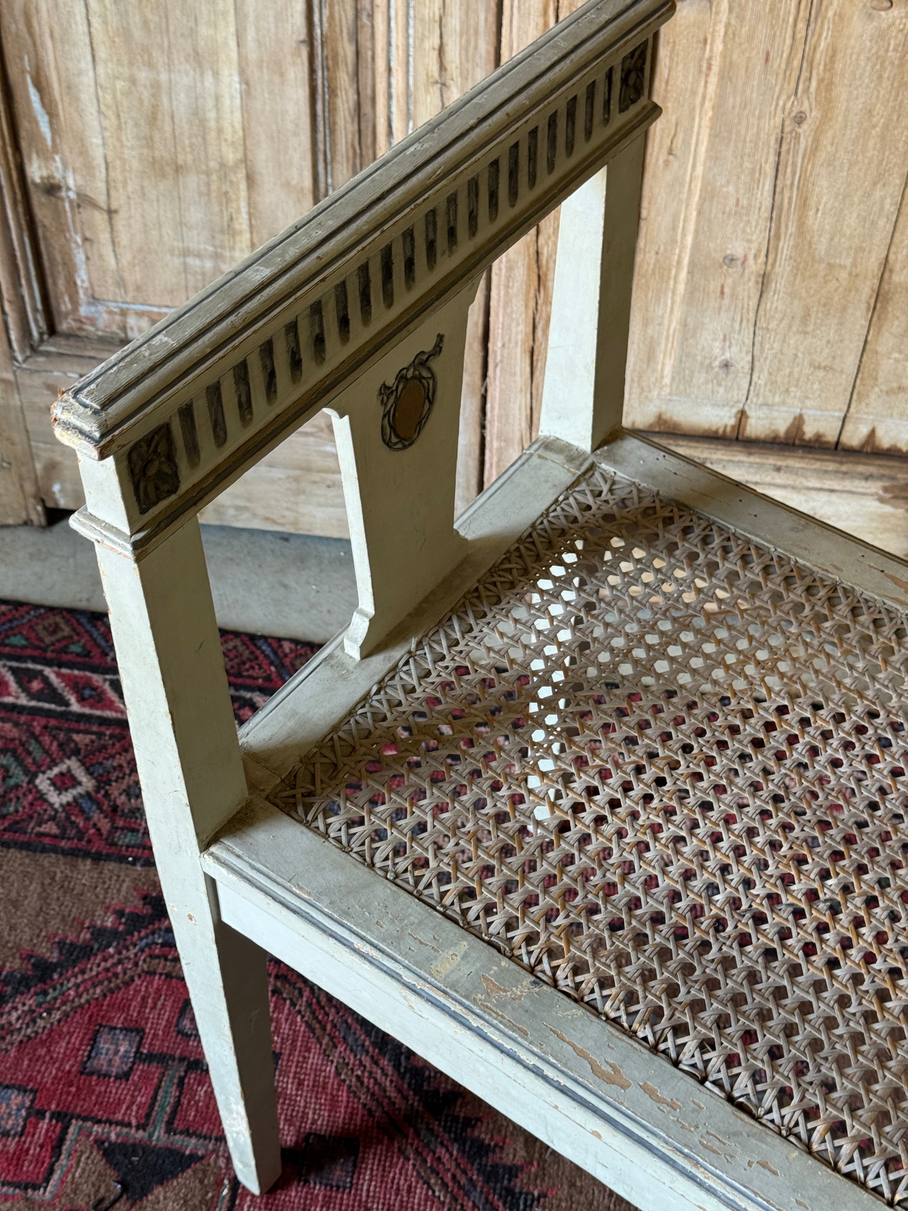 Vintage French Style Timber & Rattan Stool