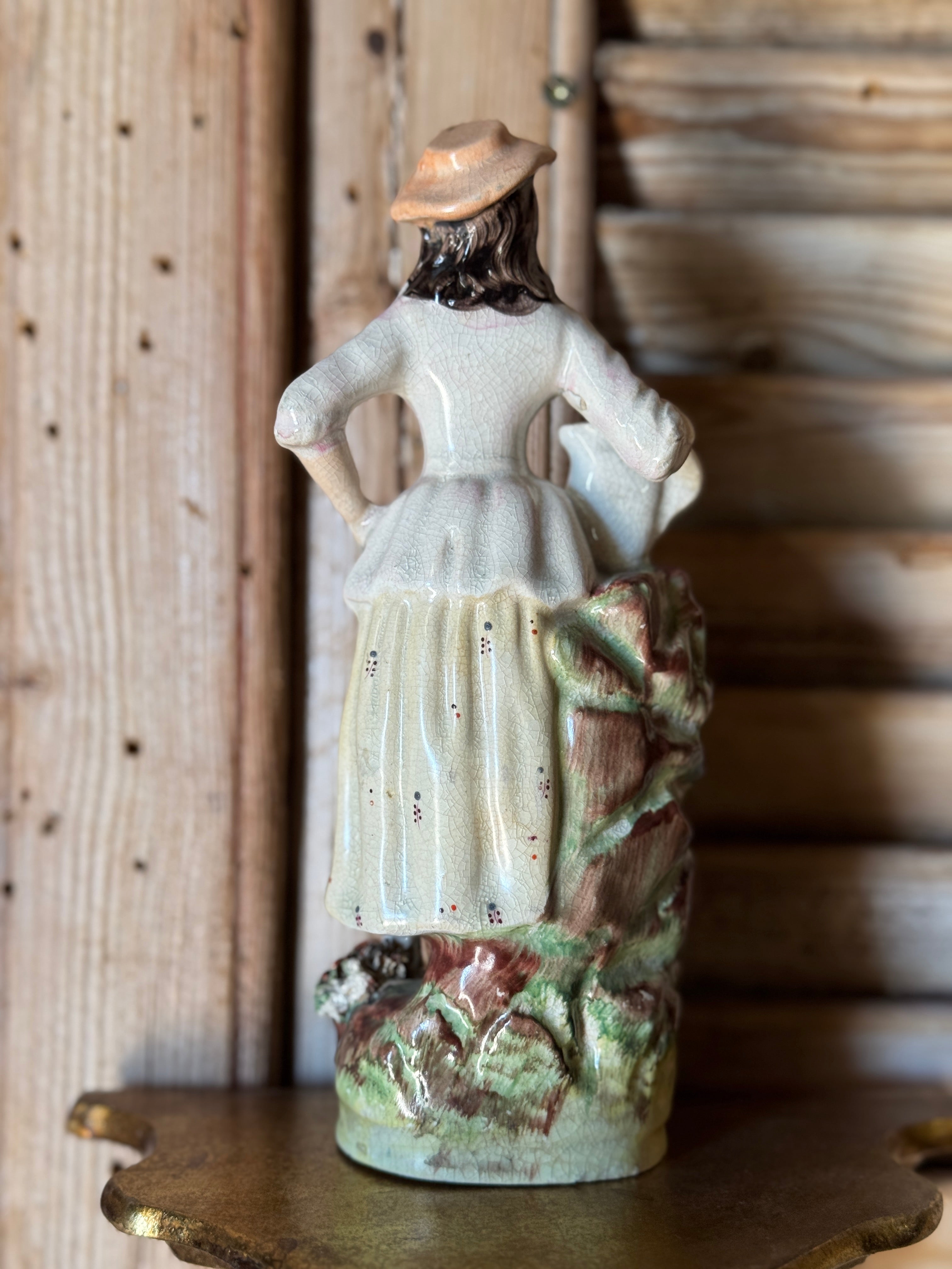 Antique Staffordshire-Style Figurine – “Lady With Watering Can”
