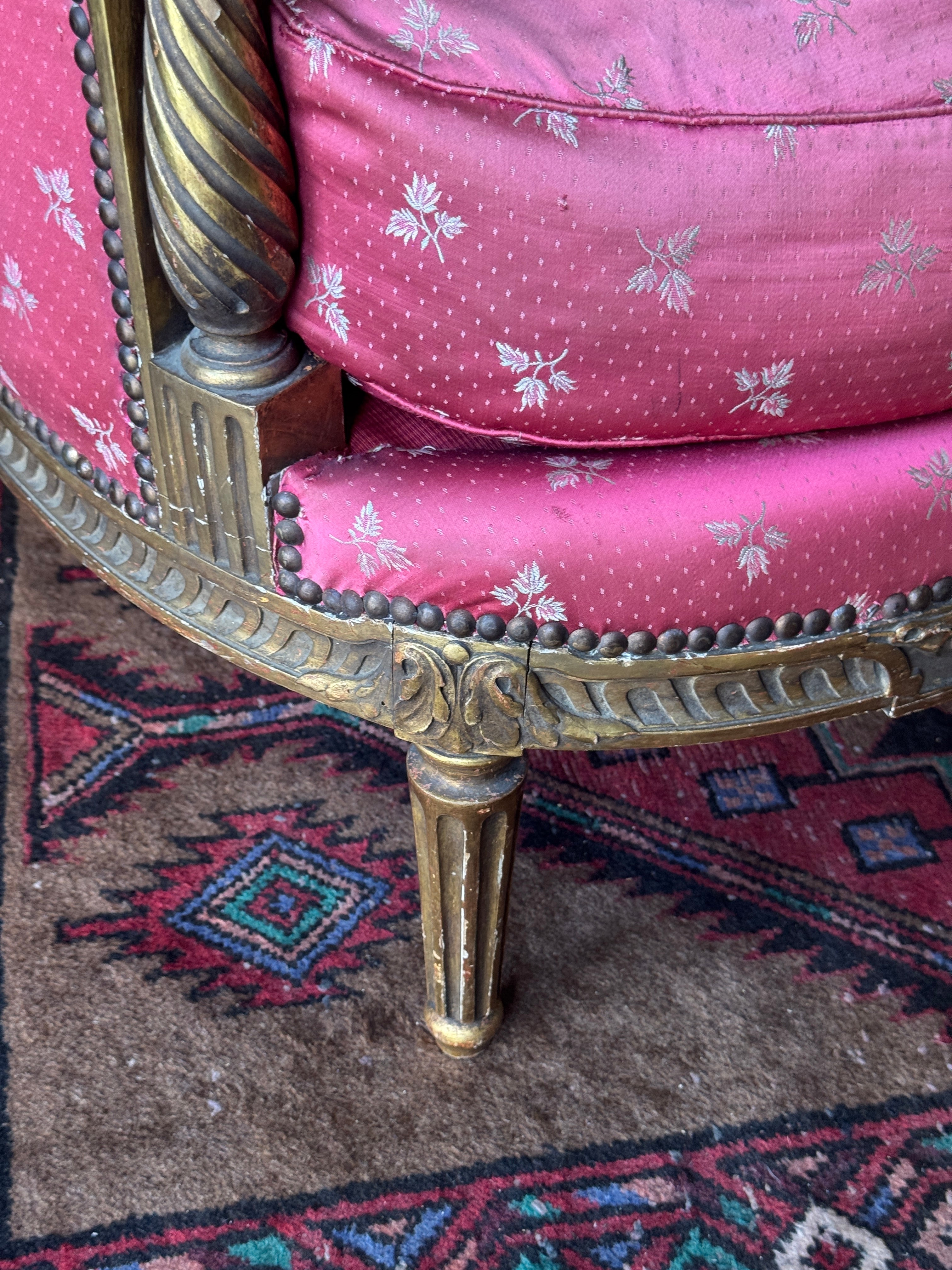 Antique French Louis XVI Style Bergère Armchair