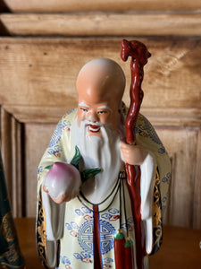 Vintage Chinese Porcelain & Polychrome Painted Immortal Figures - Set of 3