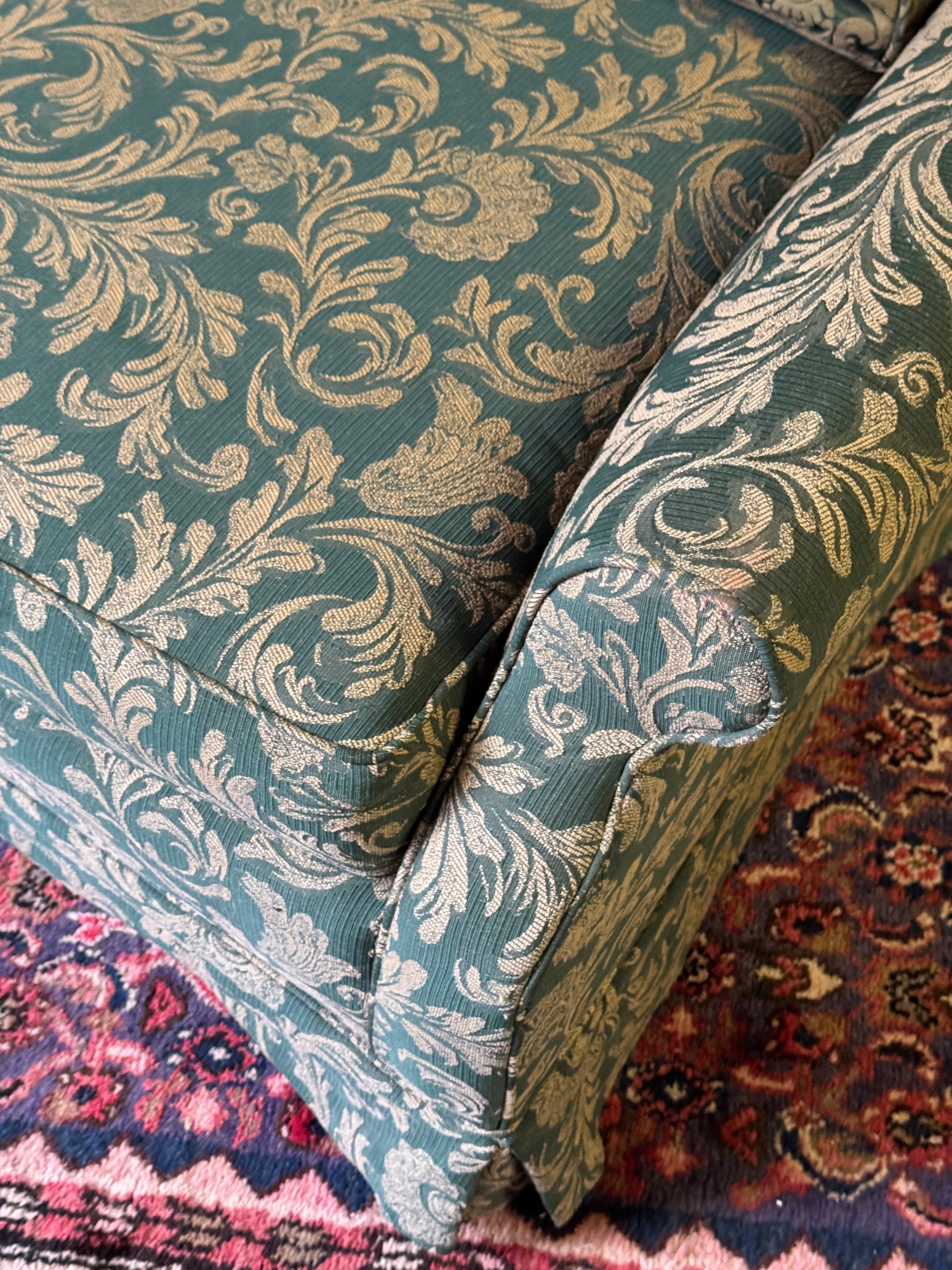Vintage Green Damask & Floral Armchair