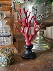 Red Faux Coral on Stand