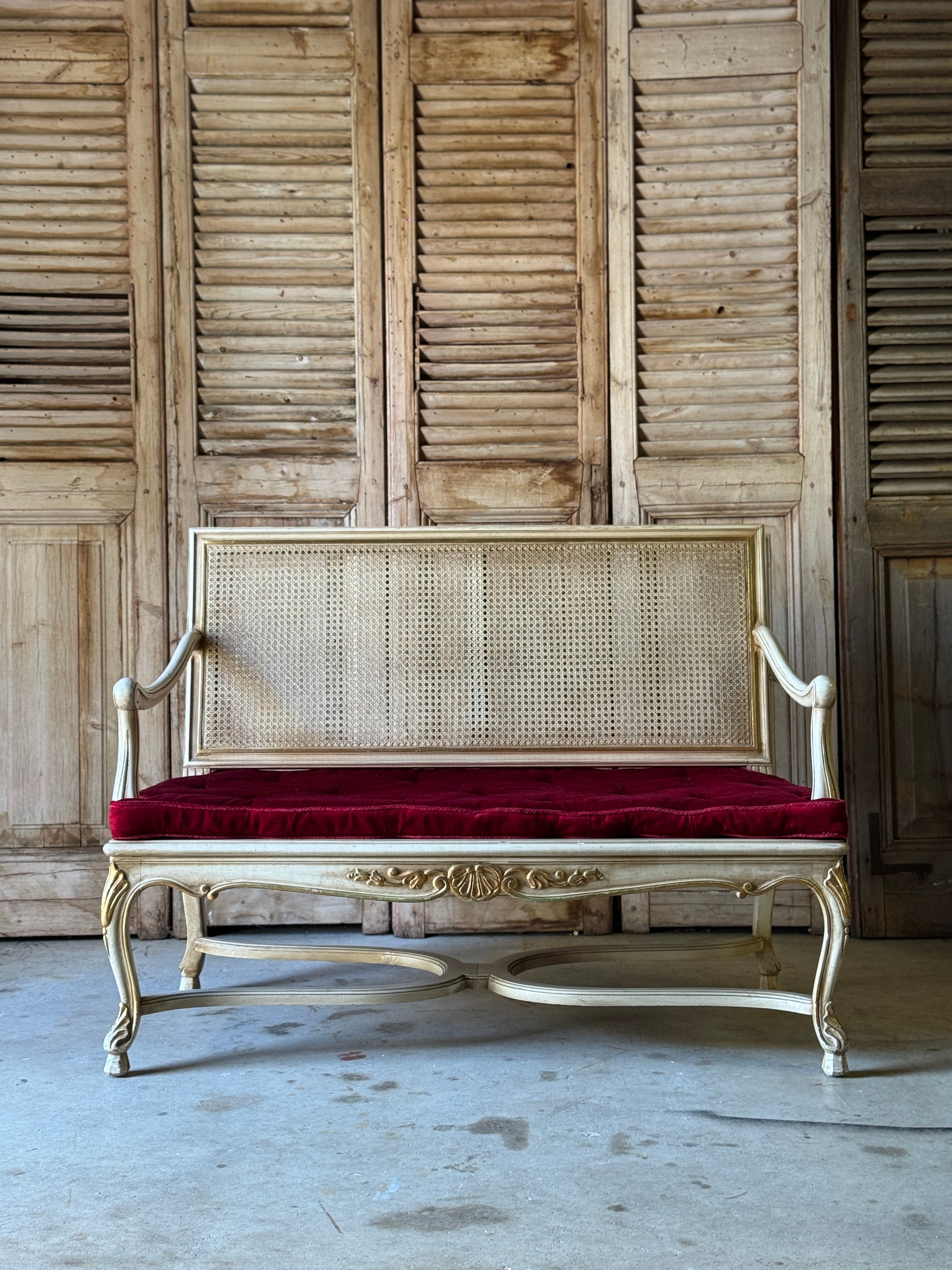 Vintage Louis XVI Style Rattan Settee