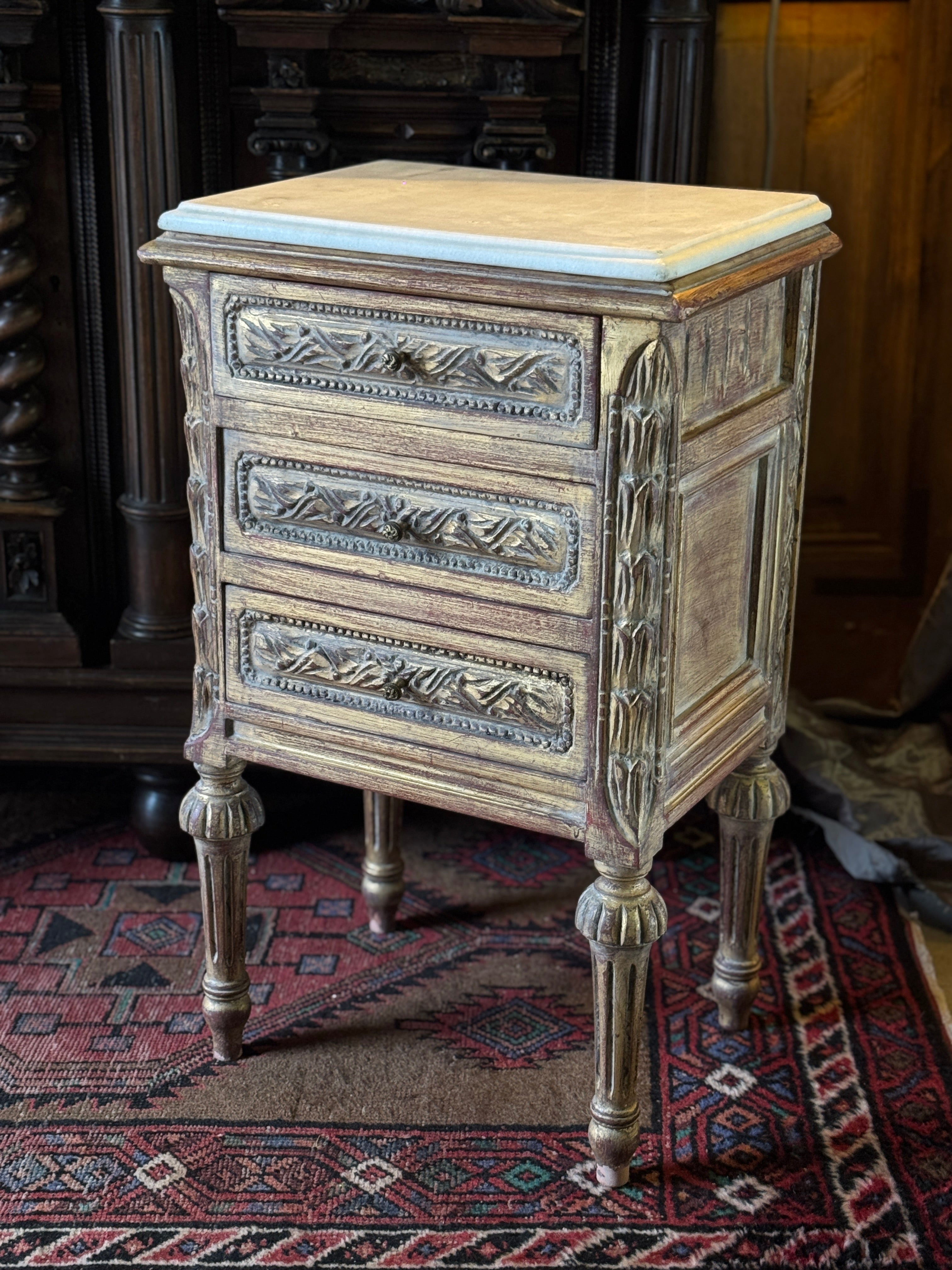 Louis XVI Style Marble Top Side Table
