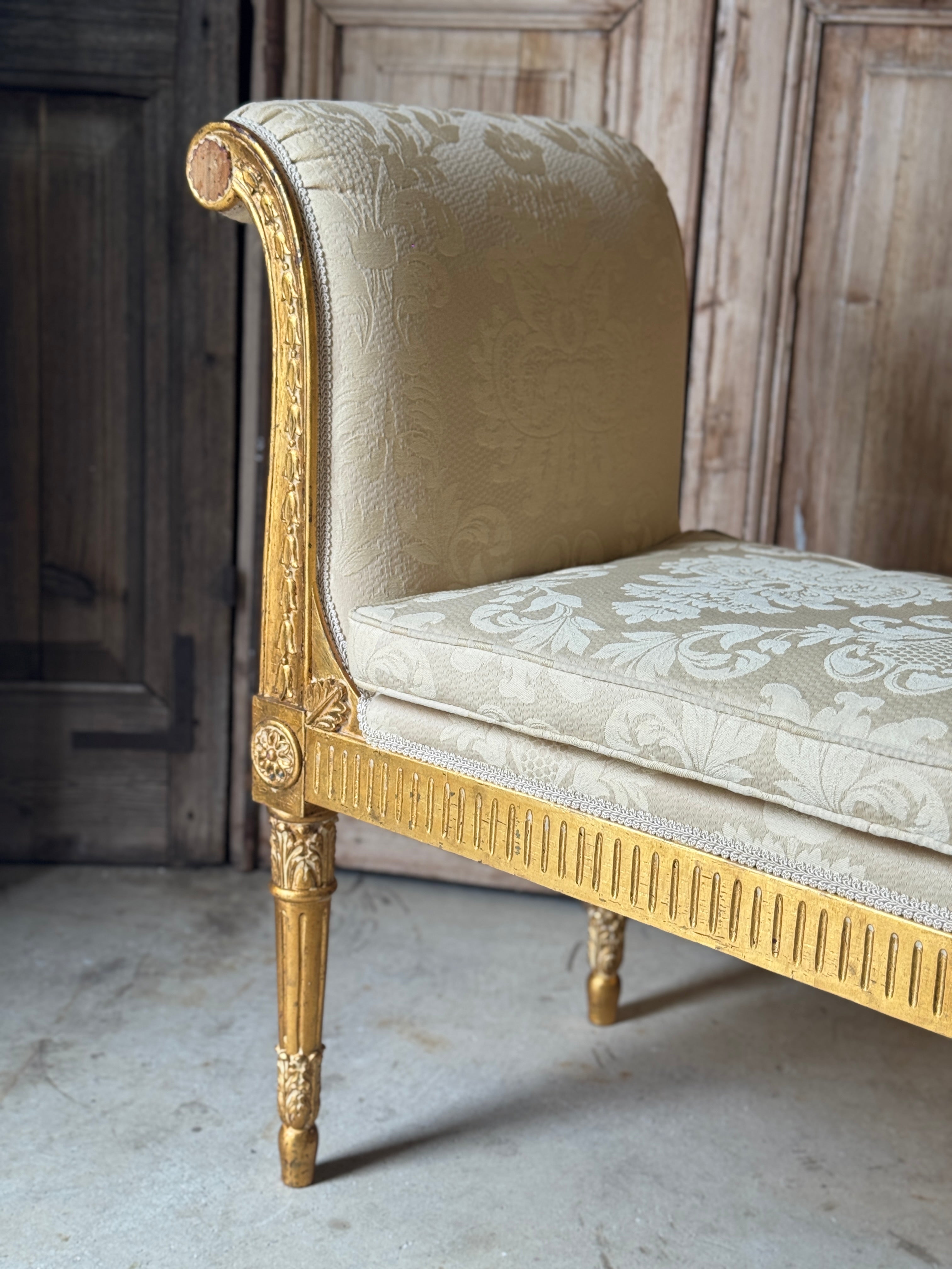 Vintage French Louis XVI Style Giltwood Window Seat / Bench