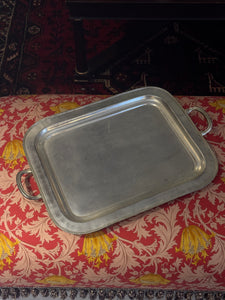 Vintage Silvered Serving Tray with Handles