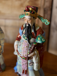 Vintage Chinese Porcelain & Polychrome Painted Immortal Figures - Set of 3
